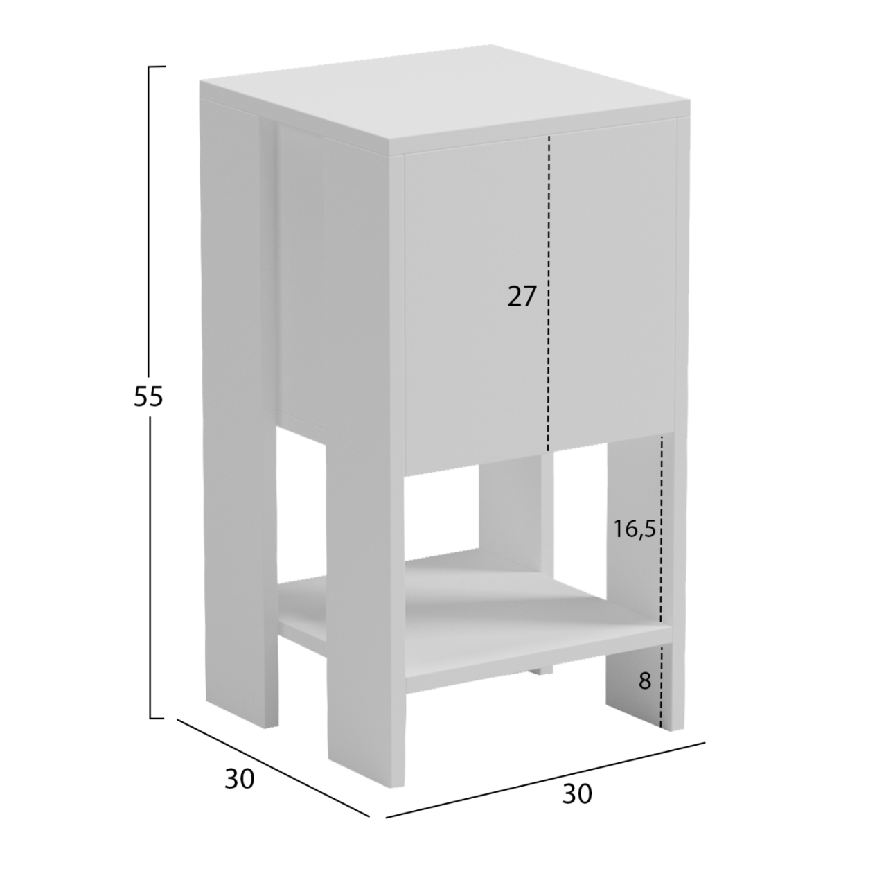 NIGHTSTAND ARGUS HM18378.02 MELAMINE IN WHITE 30x30x55Hcm. [2]
