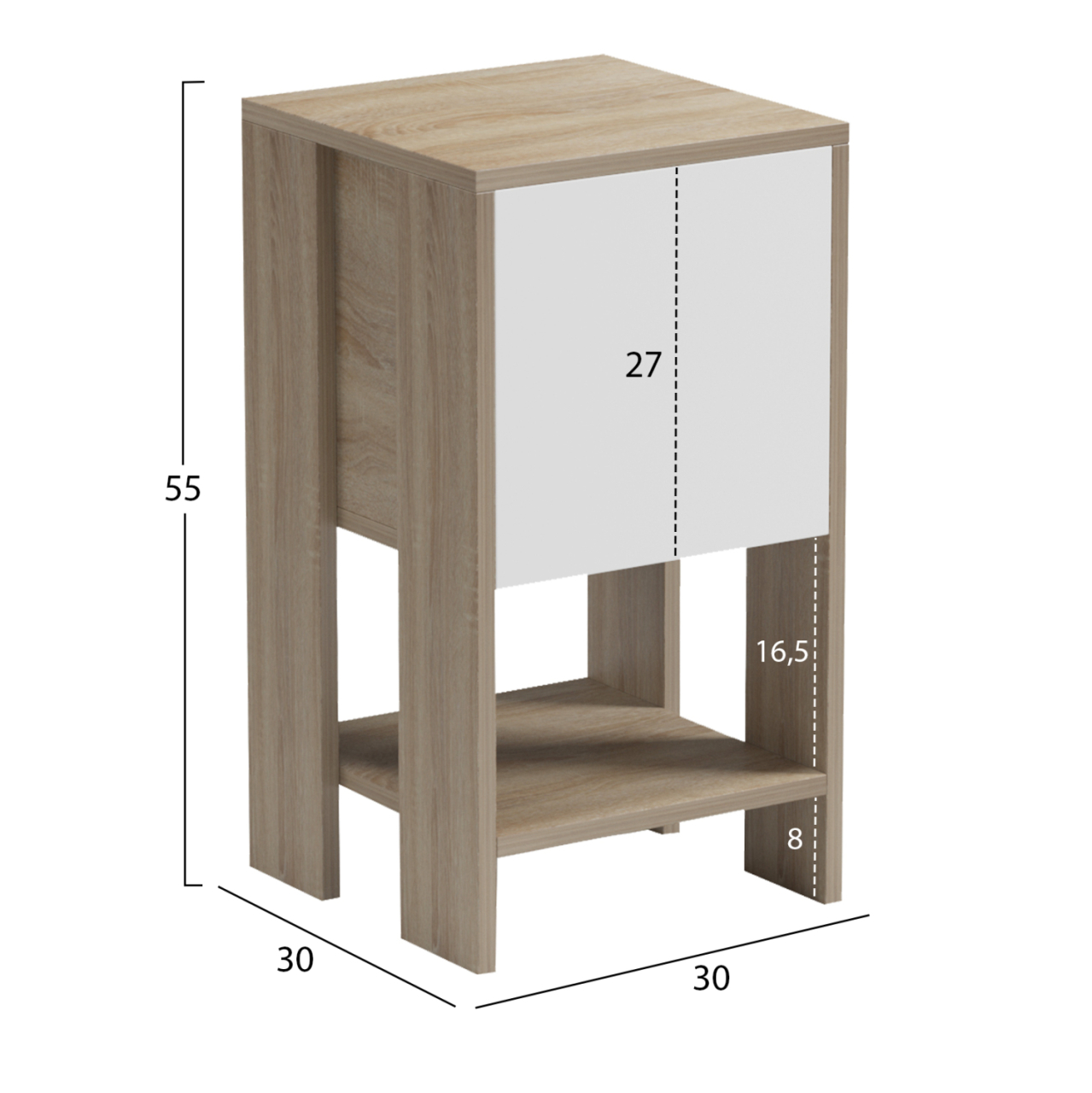 NIGHTSTAND ARGUS HM18378.11 MELAMINE IN WHITE/SONAMA 30x30x55Hcm. [2]