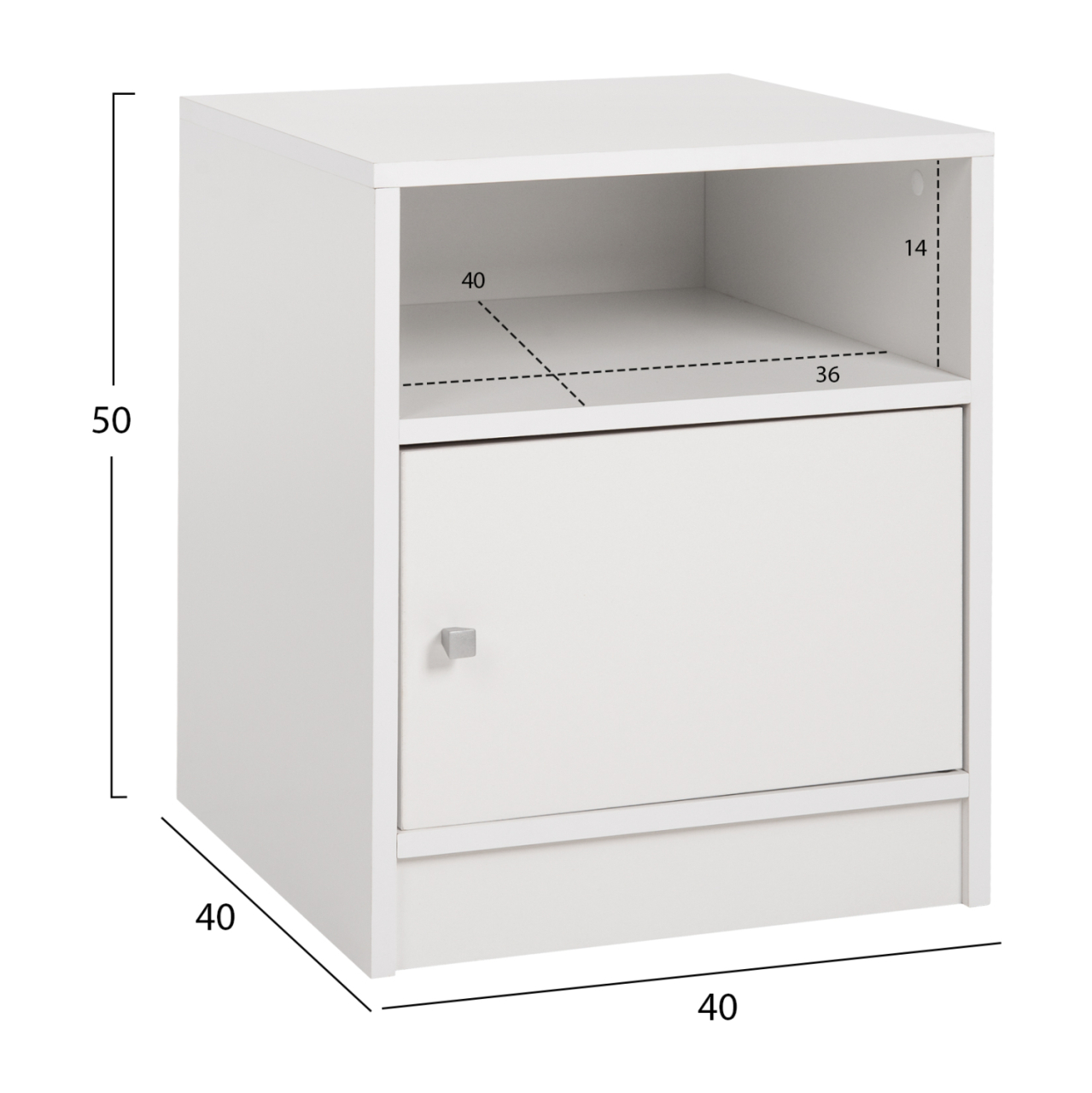 NIGHTSTAND MALORY HM2205.05 WHITE MELAMINE 40x40x50Hcm. [2]