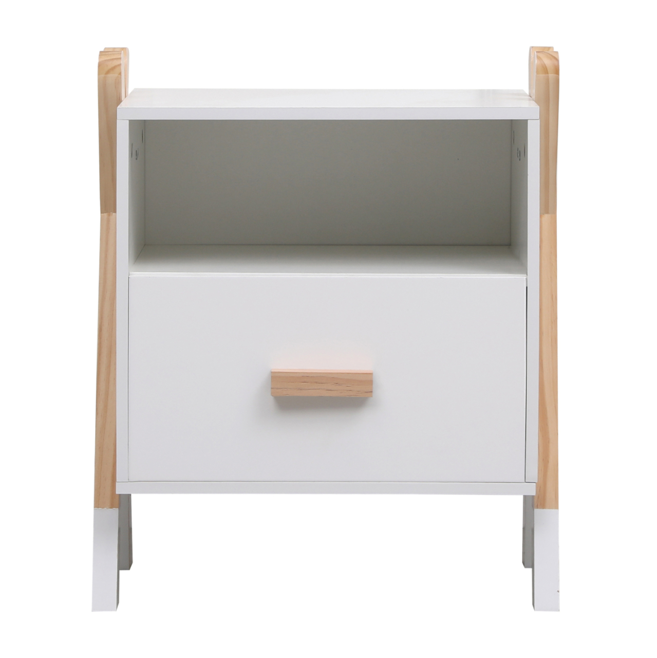 NIGHTSTAND PASCHAL HM2488.03 WHITE MELAMINE-PINE WOOD IN NATURAL COLOR 46x30x55Hcm. [4]