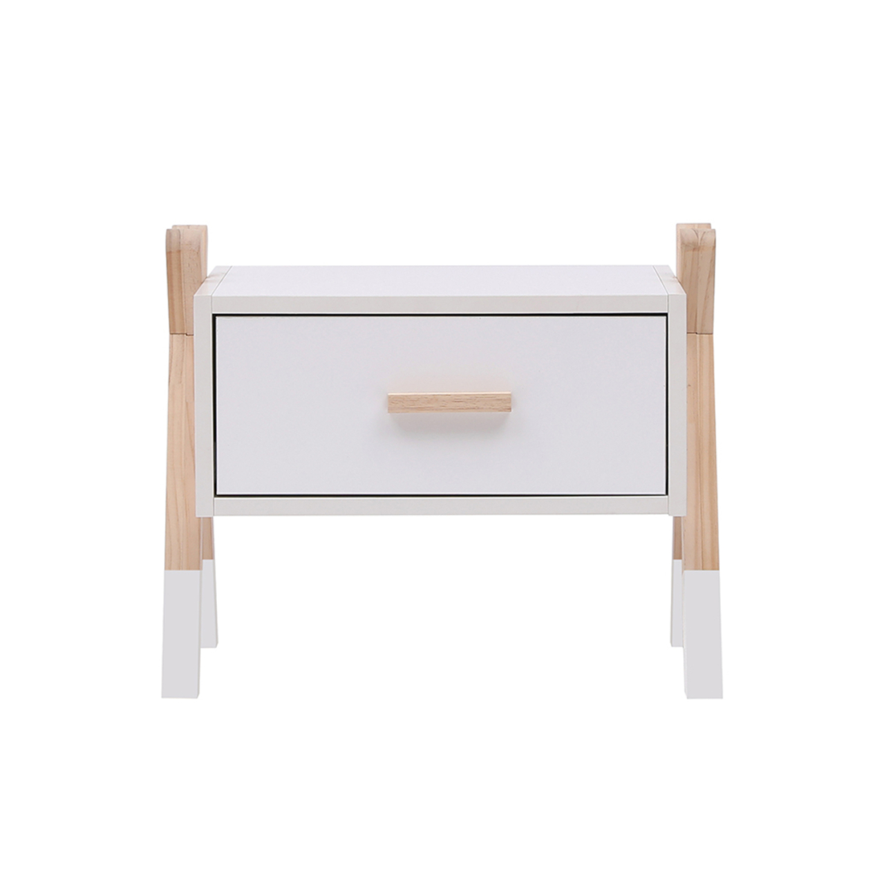 NIGHTSTAND PASCHAL HM2497.03 WHITE MELAMINE-PINE WOOD IN NATURAL COLOR 46x30x38Hcm. [4]