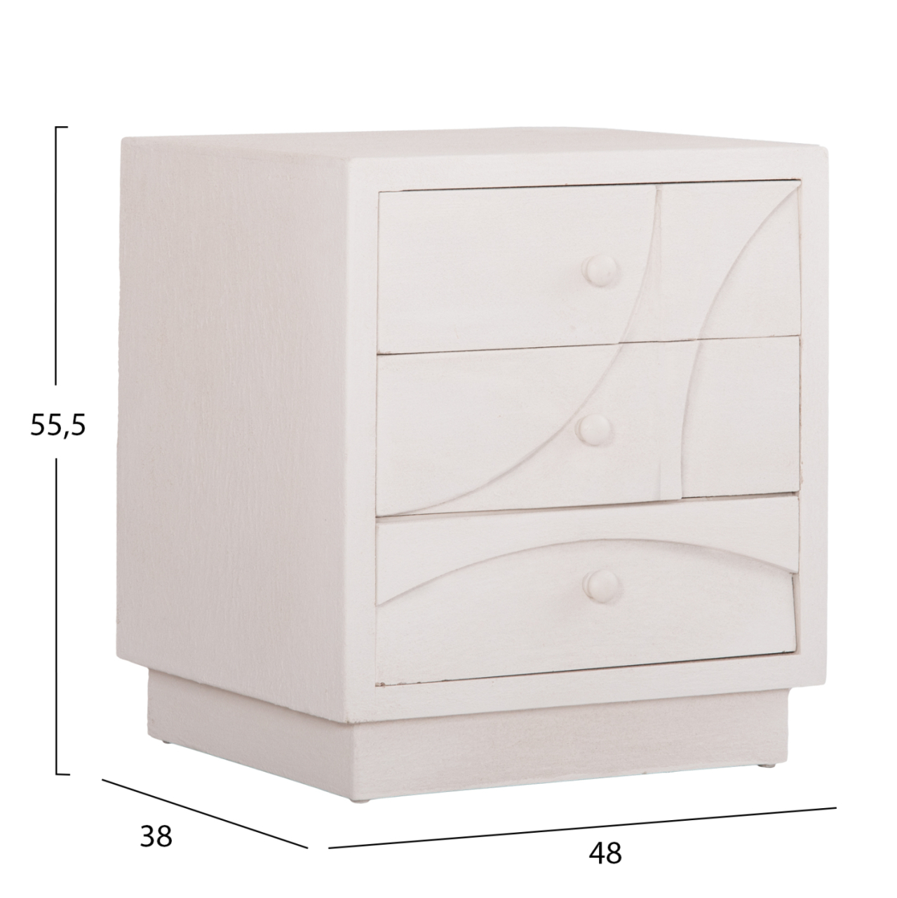 NIGHTSTAND SERIES SANTORINI HM18047 MDF IN OFF-WHITE COLOR-3 DRAWERS 48x38x55.5Hcm. [2]