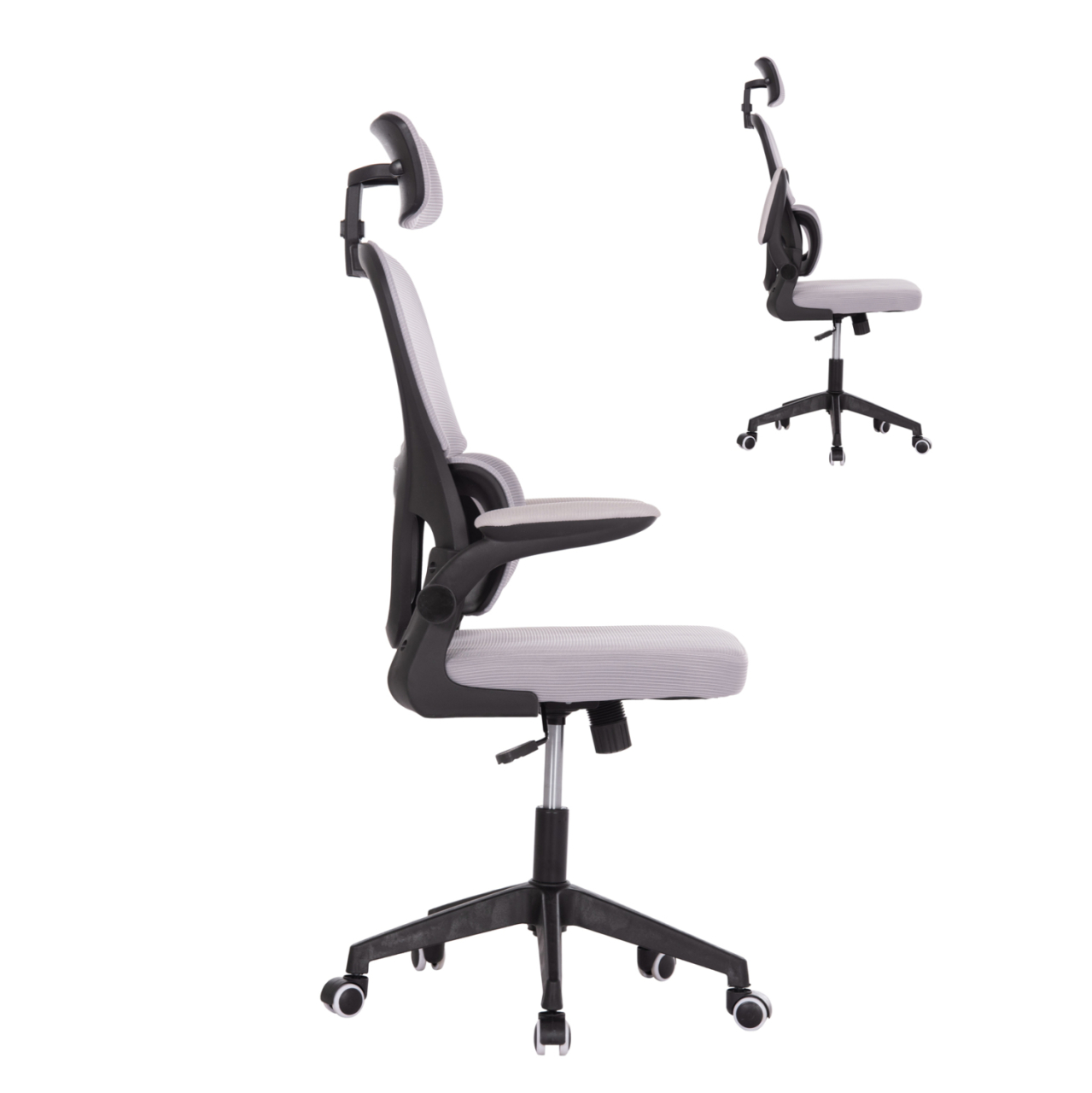 OFFICE CHAIR BASTON HM18236.02 GREY MESH FABRIC and BLACK PP FRAME 64x60x127Hcm. [4]