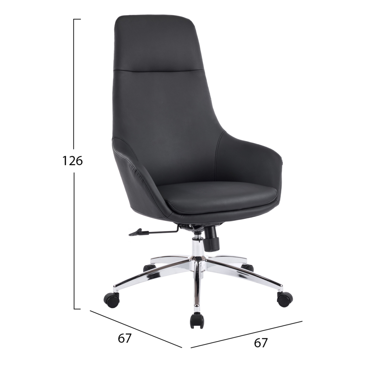 OFFICE CHAIR BEKKER HM18359.01 BLACK PU LEATHER--CHROMED BASE 67x67x126Hcm. [2]