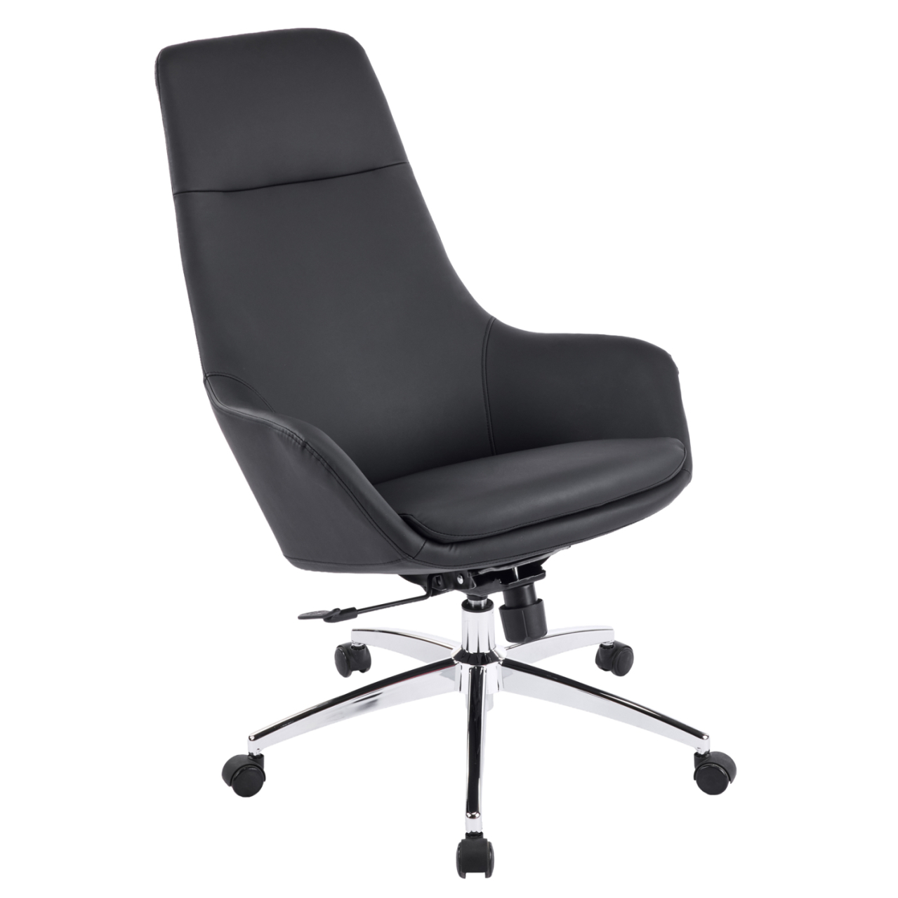 OFFICE CHAIR BEKKER HM18359.01 BLACK PU LEATHER--CHROMED BASE 67x67x126Hcm. [7]