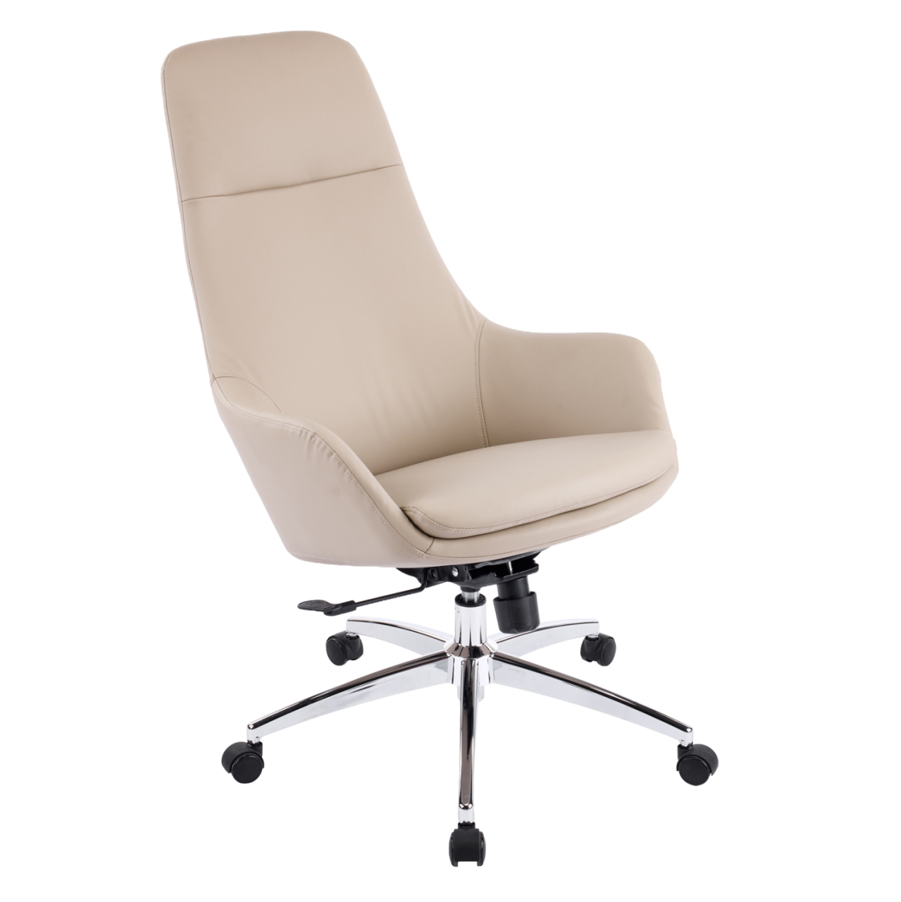 OFFICE CHAIR BEKKER HM18359.02 BEIGE PU LEATHER--CHROMED BASE 67x67x126Hcm. [7]
