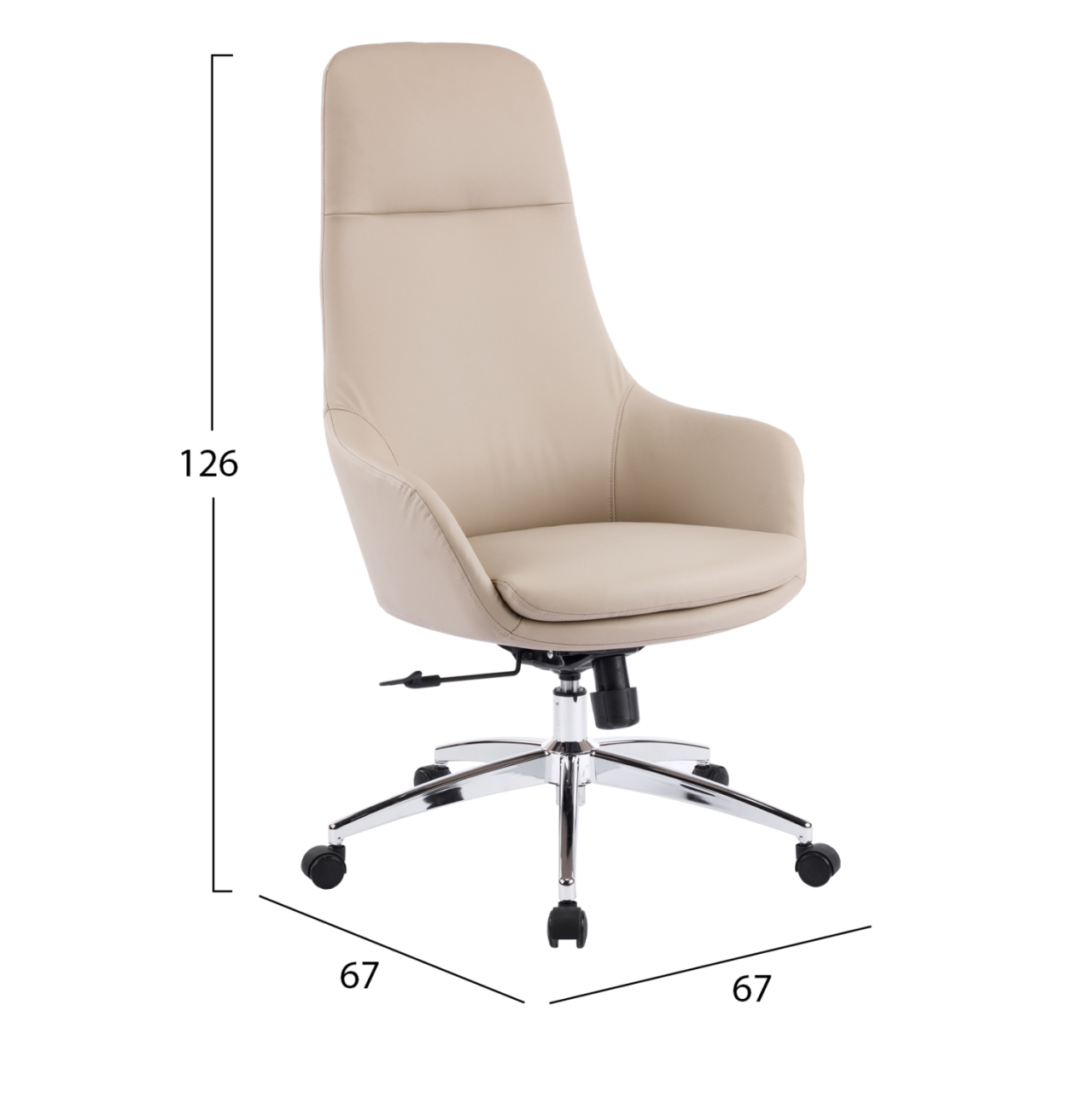 OFFICE CHAIR BEKKER HM18359.02 BEIGE PU LEATHER--CHROMED BASE 67x67x126Hcm. [2]