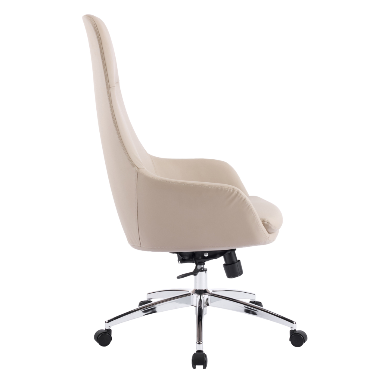 OFFICE CHAIR BEKKER HM18359.02 BEIGE PU LEATHER--CHROMED BASE 67x67x126Hcm. [4]