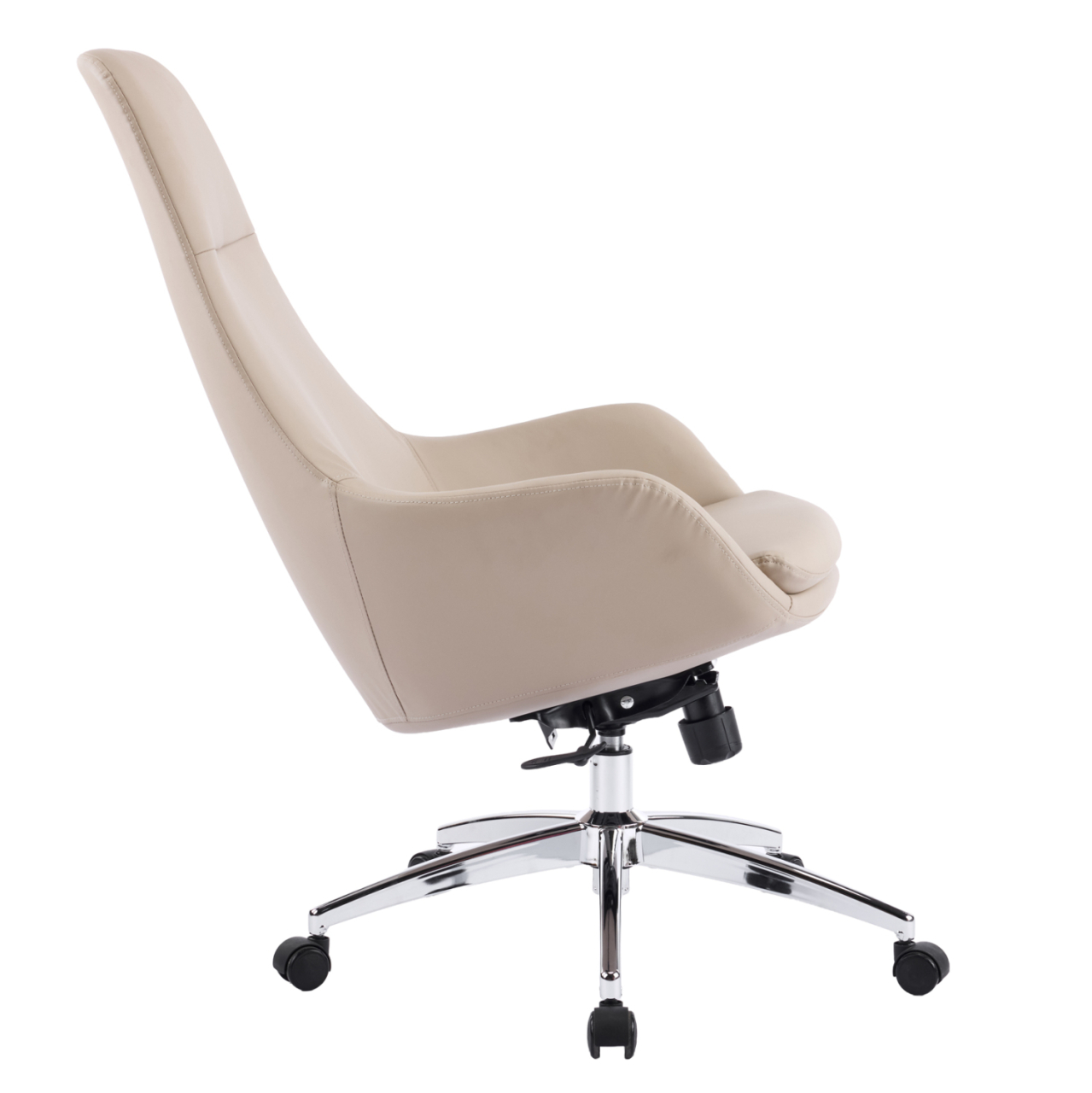 OFFICE CHAIR BEKKER HM18359.02 BEIGE PU LEATHER--CHROMED BASE 67x67x126Hcm. [8]