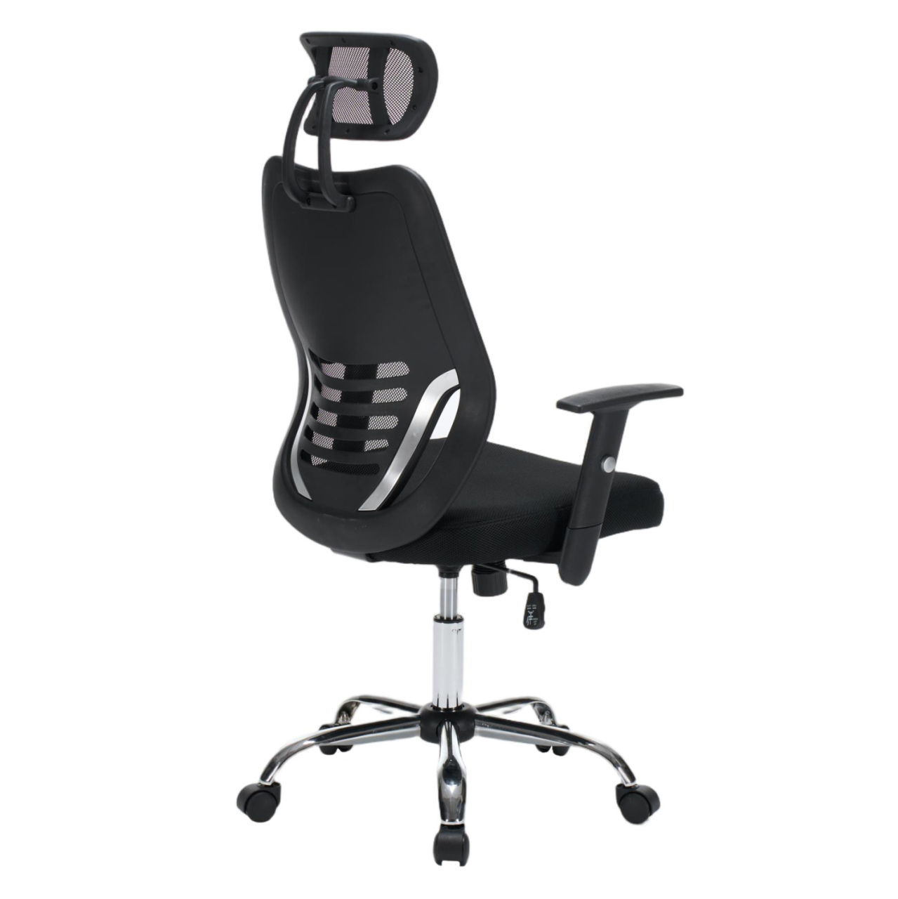 OFFICE CHAIR BRIEF HM1206.01 BLACK MESH FABRIC--CHROMED BASE 63x64x122Hcm. [5]