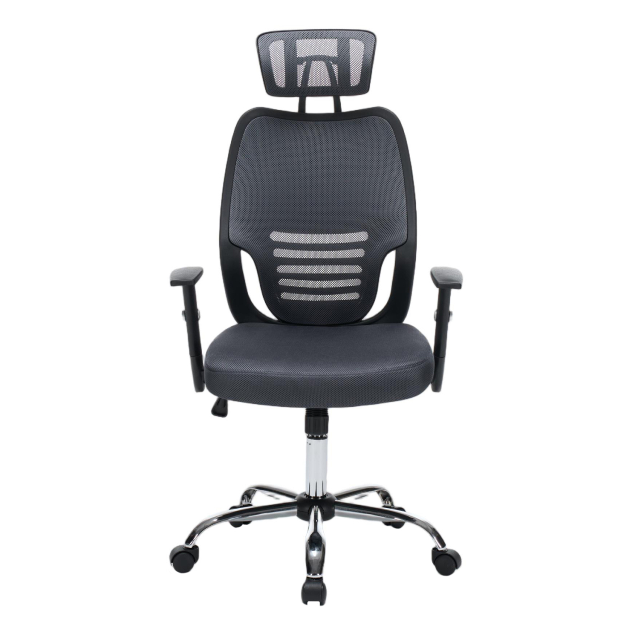 OFFICE CHAIR BRIEF HM1206.02 GREY MESH FABRIC--CHROMED BASE 63x64x122Hcm. [3]