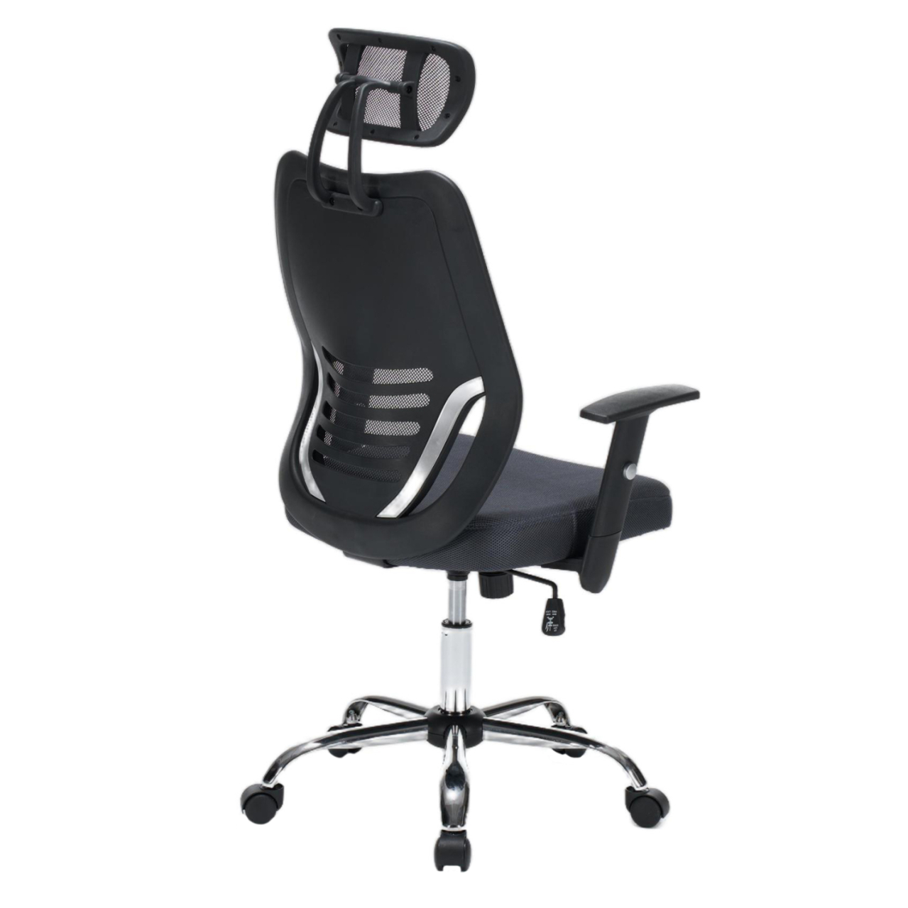 OFFICE CHAIR BRIEF HM1206.02 GREY MESH FABRIC--CHROMED BASE 63x64x122Hcm. [5]