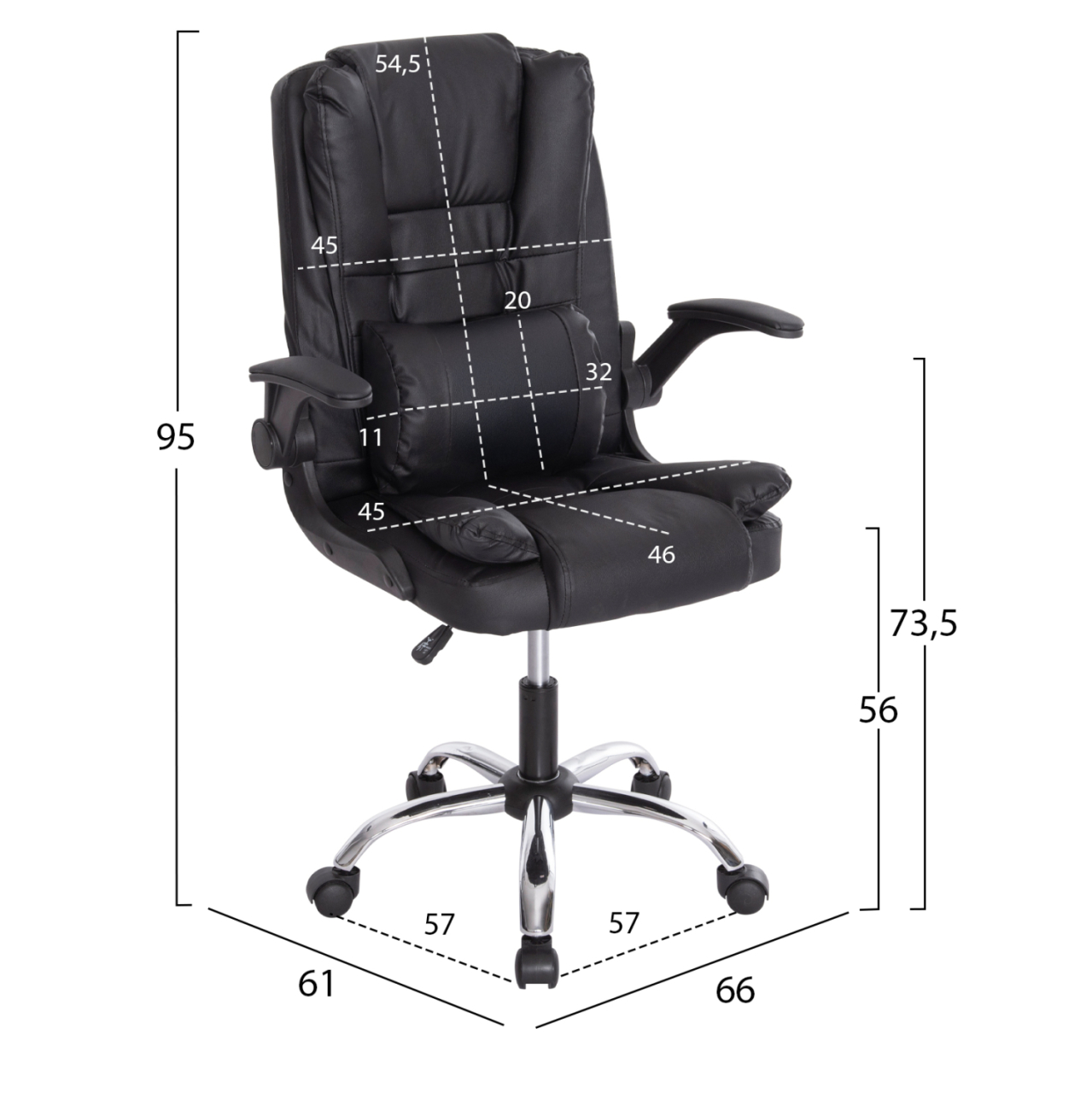 OFFICE CHAIR CANAN HM1201 BLACK PVC--CHROME BASE 66x61x105Hcm. [2]