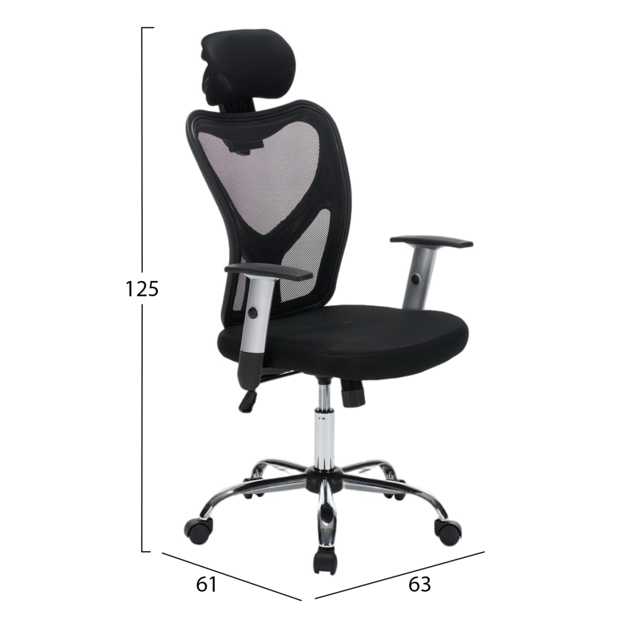 OFFICE CHAIR CUORE HM1207.01 BLACK MESH FABRIC-BLACK FRAME--CHROMED BASE 63x61x125Hcm. [2]