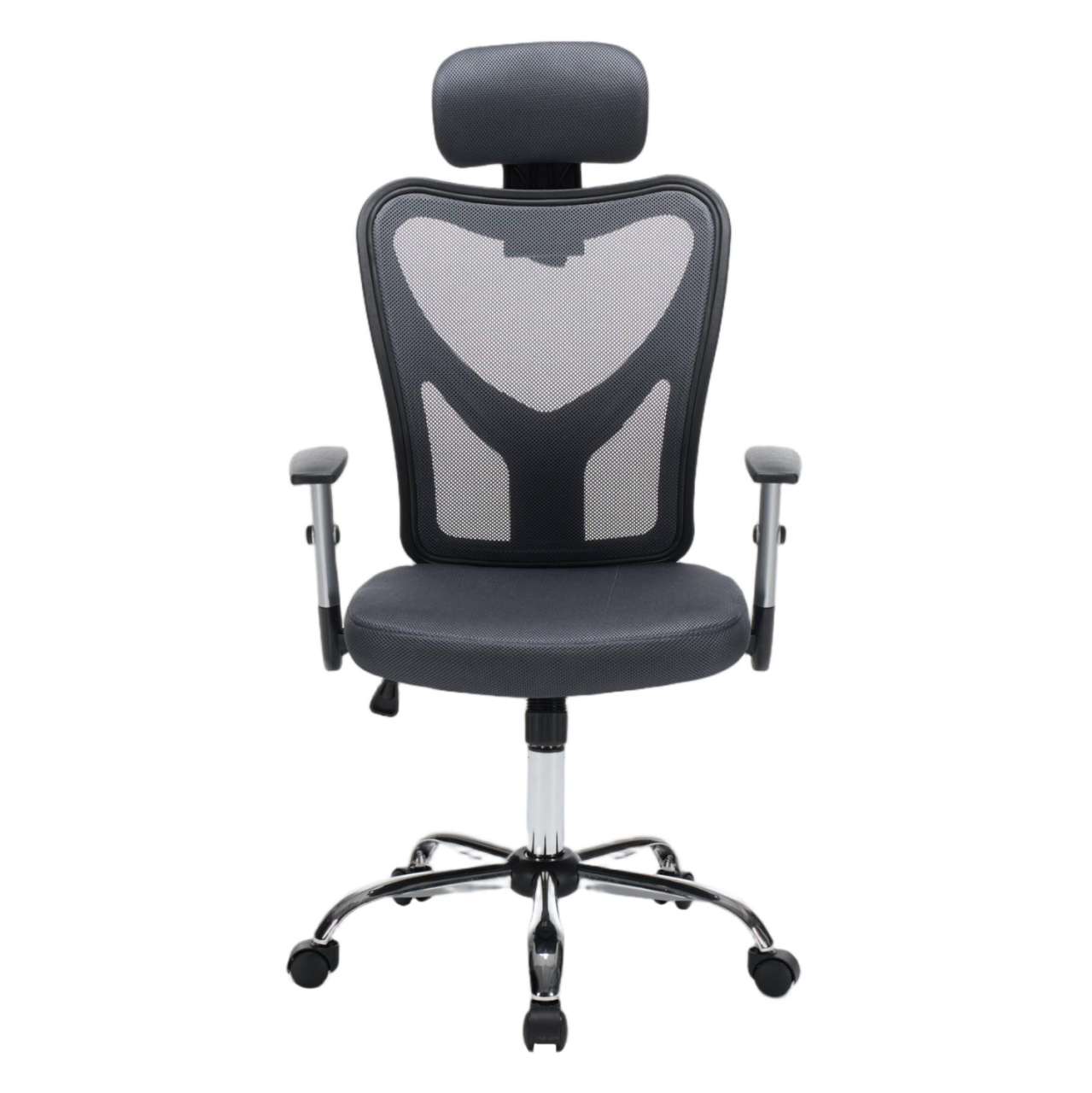 OFFICE CHAIR CUORE HM1207.02 GREY MESH FABRIC-BLACK FRAME--CHROMED BASE 63x61x125Hcm. [3]