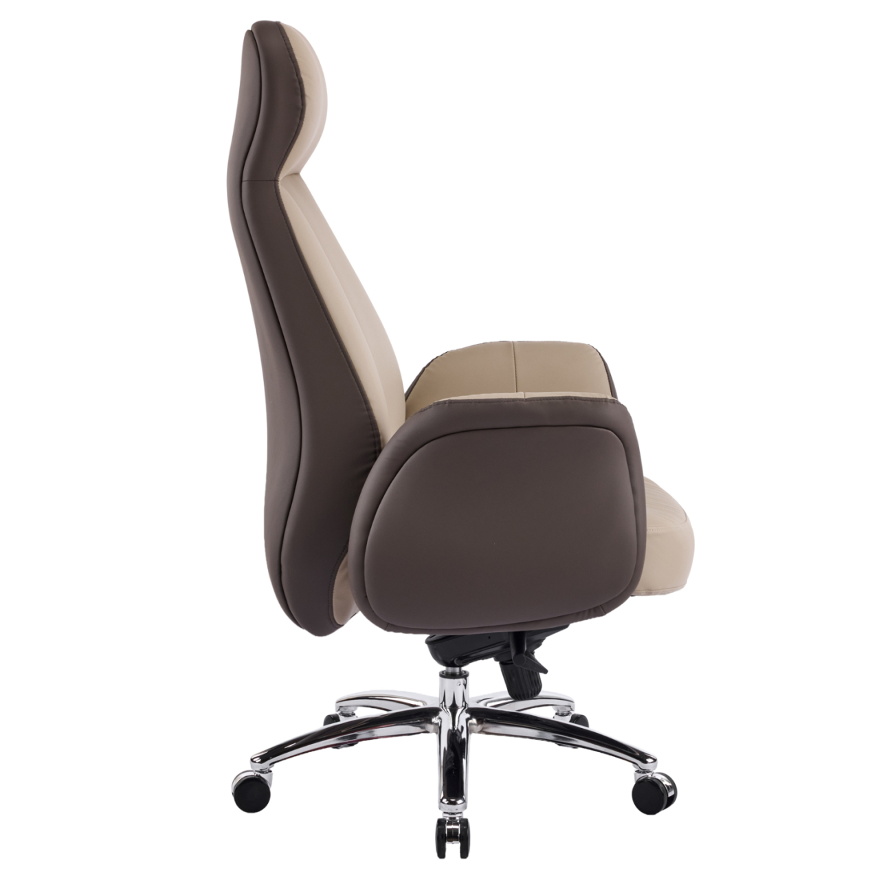 OFFICE CHAIR DRAMON HM18356.02 BEIGE-BROWN PU LEATHER--CHROMED BASE 66x70x132.5Hcm. [4]