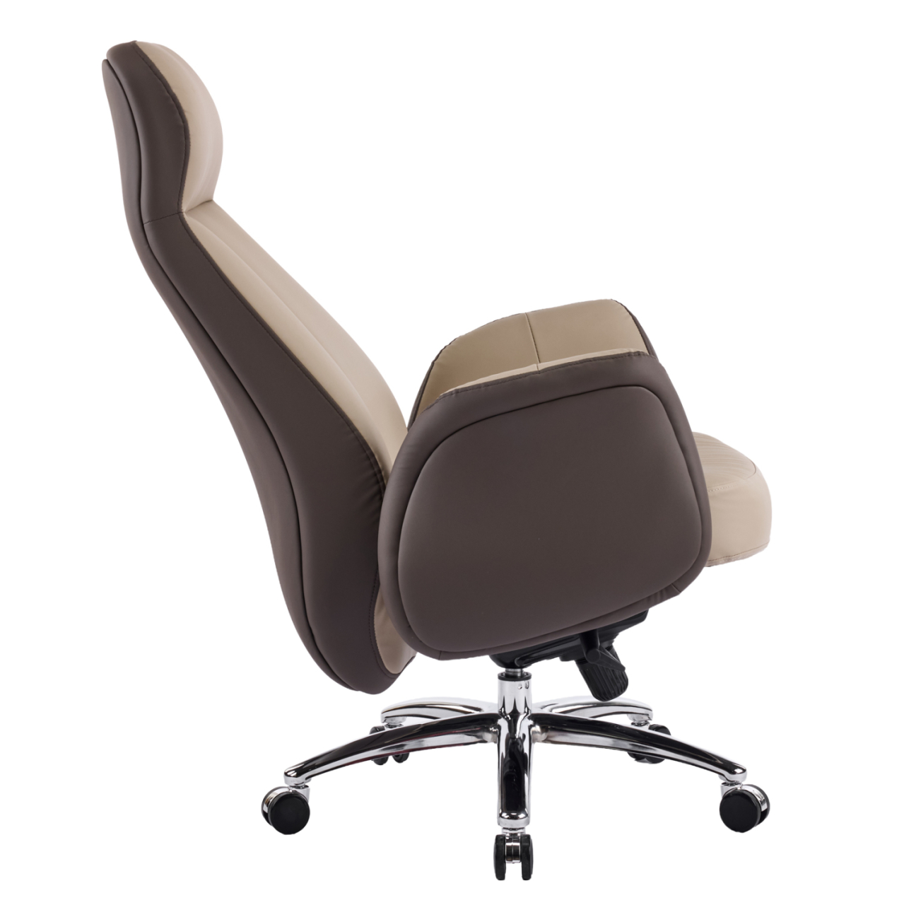 OFFICE CHAIR DRAMON HM18356.02 BEIGE-BROWN PU LEATHER--CHROMED BASE 66x70x132.5Hcm. [8]