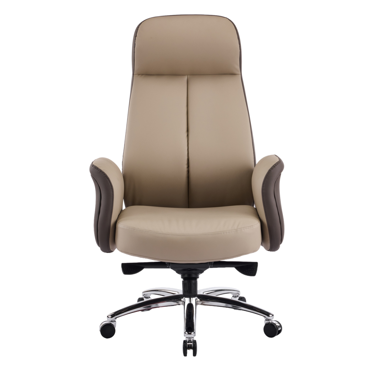 OFFICE CHAIR DRAMON HM18356.02 BEIGE-BROWN PU LEATHER--CHROMED BASE 66x70x132.5Hcm. [3]