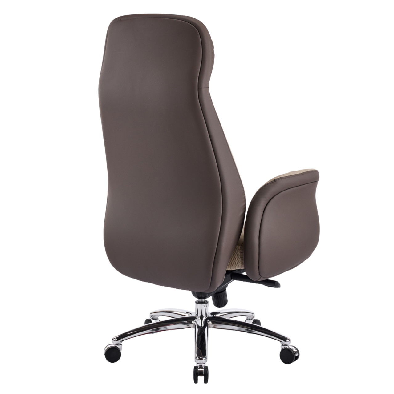OFFICE CHAIR DRAMON HM18356.02 BEIGE-BROWN PU LEATHER--CHROMED BASE 66x70x132.5Hcm. [5]