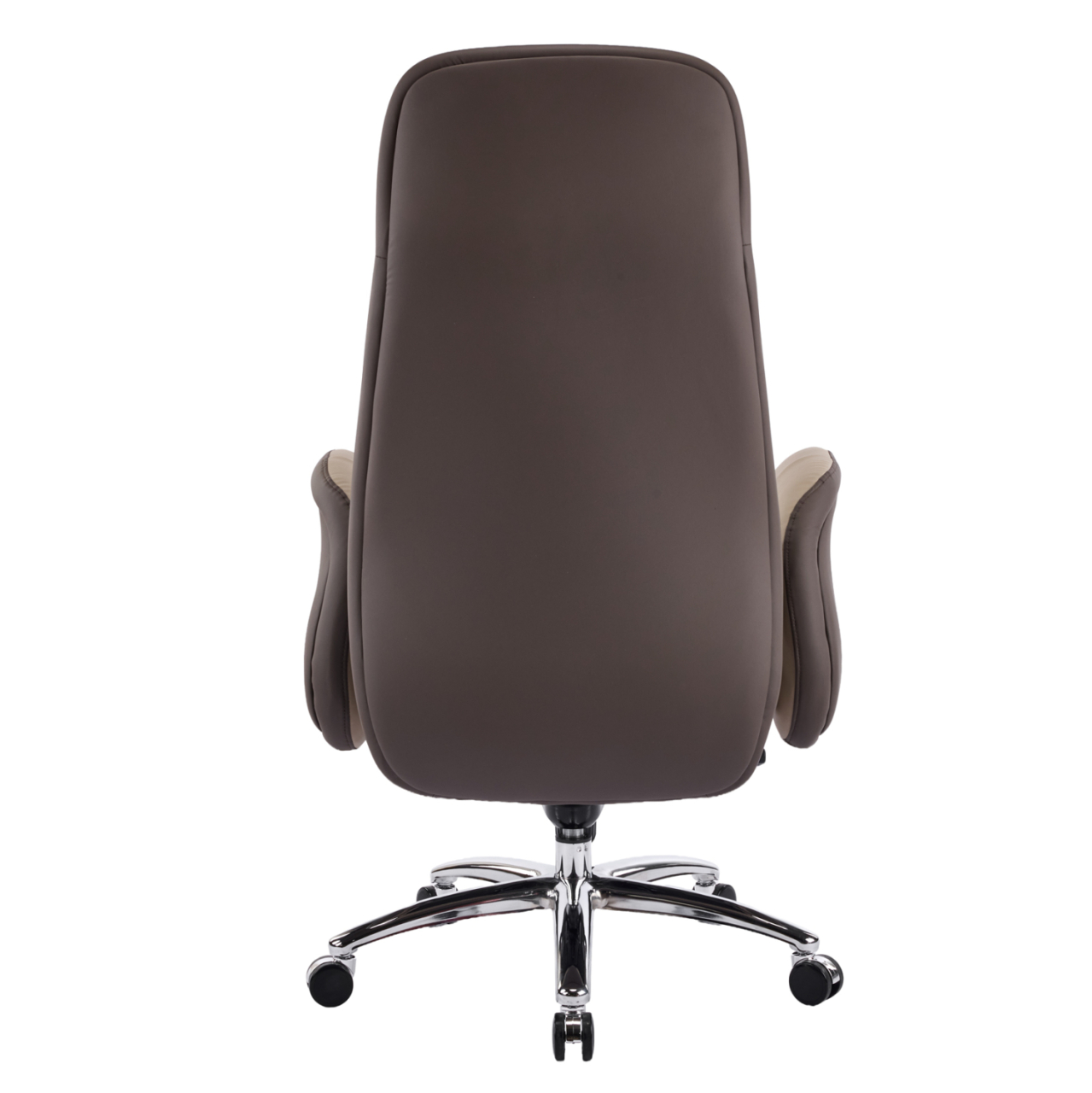 OFFICE CHAIR DRAMON HM18356.02 BEIGE-BROWN PU LEATHER--CHROMED BASE 66x70x132.5Hcm. [6]