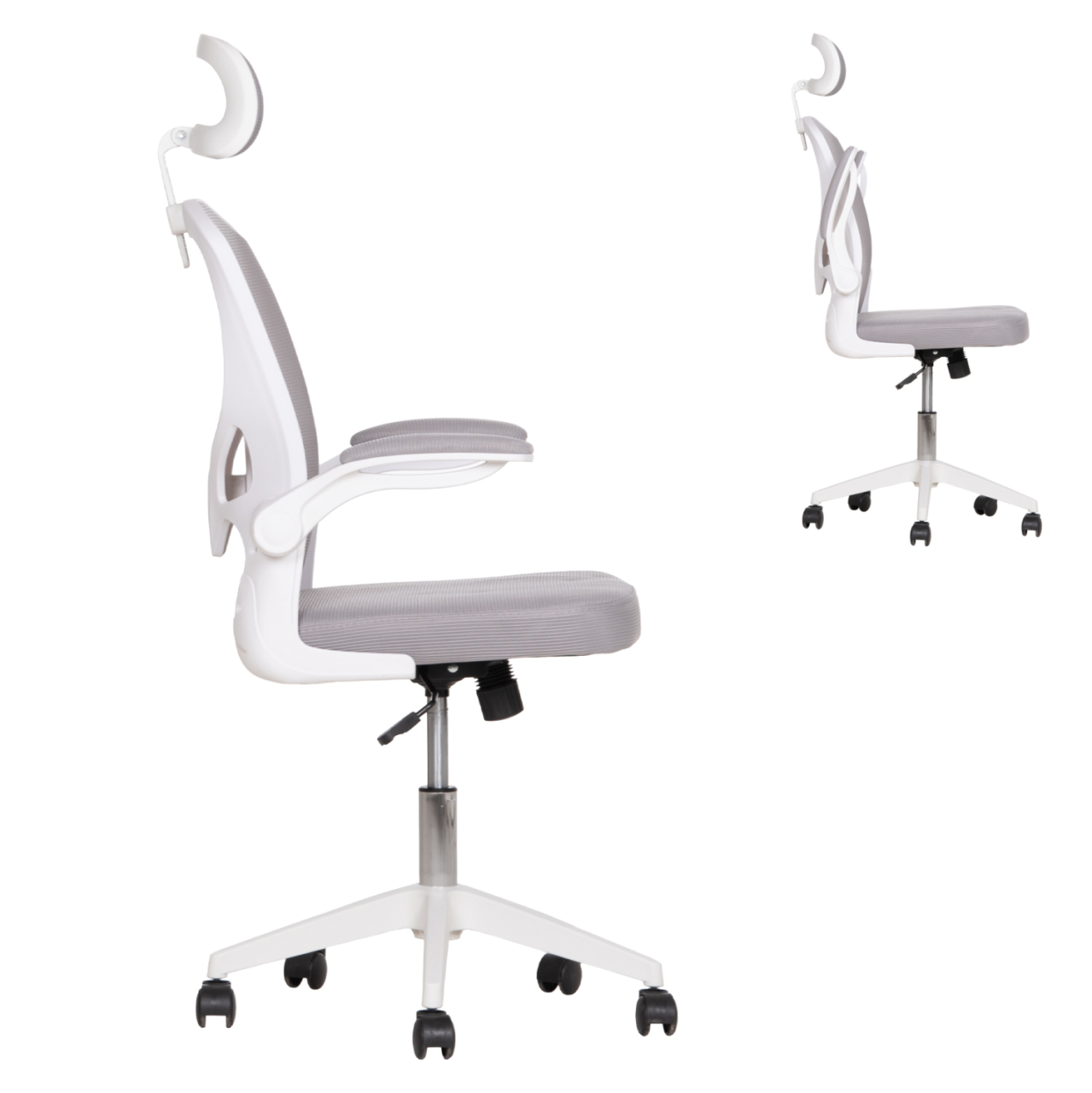 OFFICE CHAIR FLOATER HM1230.02 WHITE PP--LIGHT GREY MESH 62x62x115-125Hcm. [4]