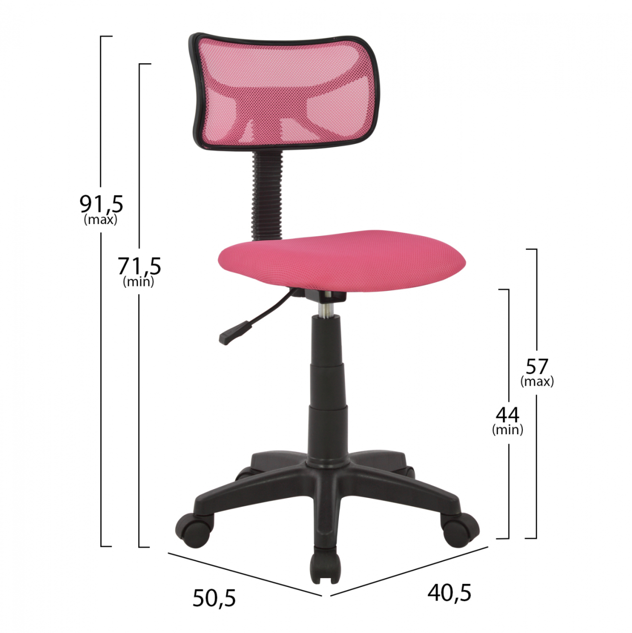 Office chair HM1026.05 pink with mesh fabric 40,5x50,5x91,5 cm. [2]