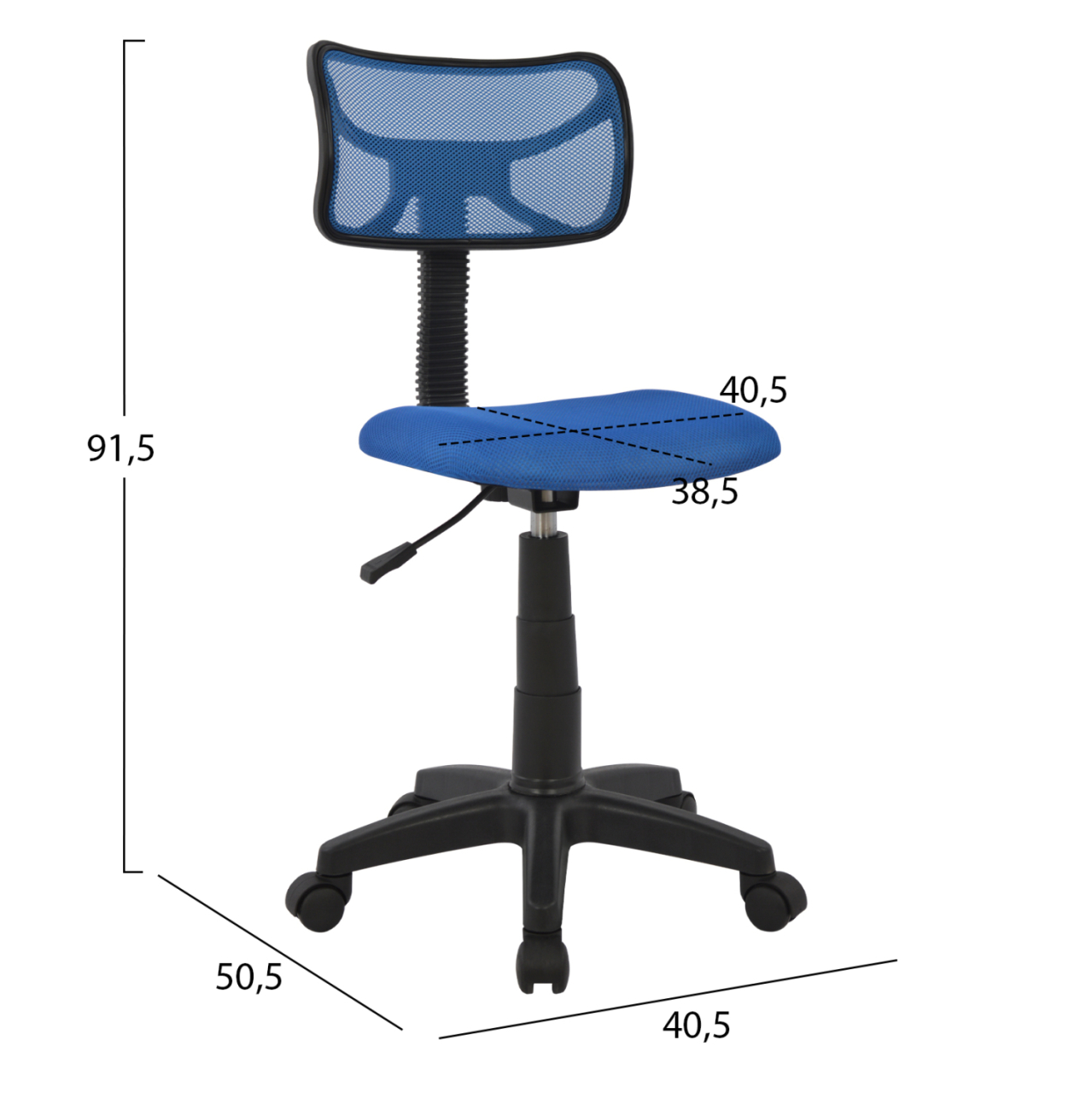 Office chair HM1026.06 blue with mesh fabric 40,5x50,5x91,5 cm. [2]