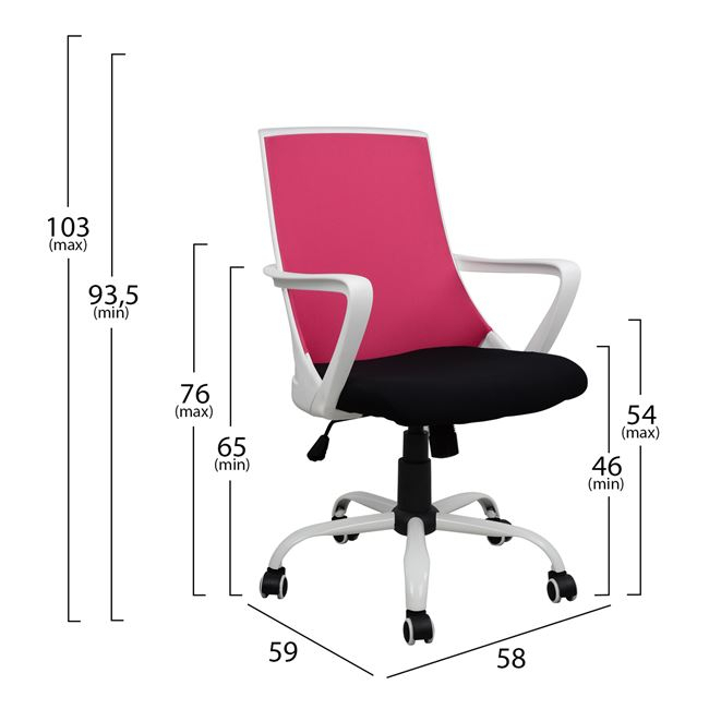 Office chair HM1053.05 Pink with mesh and metal base 58x59x103 cm [2]
