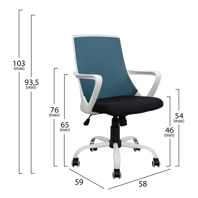Office chair HM1053.06 Blue with mesh and metal base 58x59x103 cm [2]