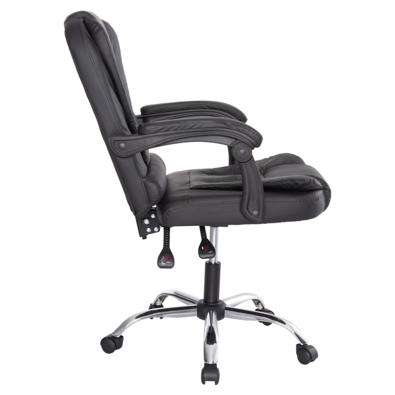 OFFICE CHAIR LAGOM HM1198 BLACK PVC-METAL CHROME BASE-BLACK FRAME 60x70x104Hcm. [4]