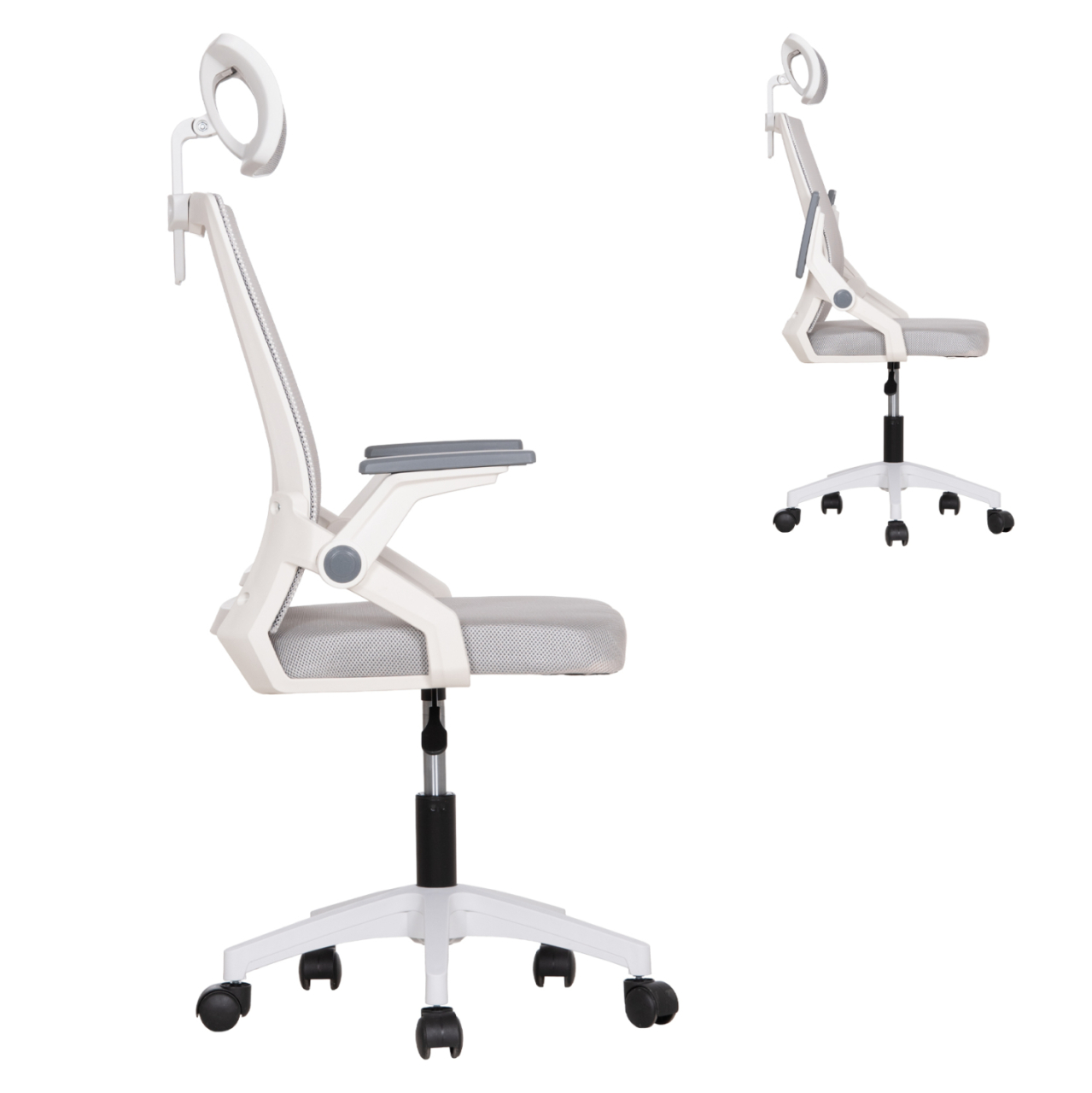 OFFICE CHAIR MATRON HM1226.02 WHITE PP--LIGHT GREY MESH FABRIC 59x55x115Hcm. [4]