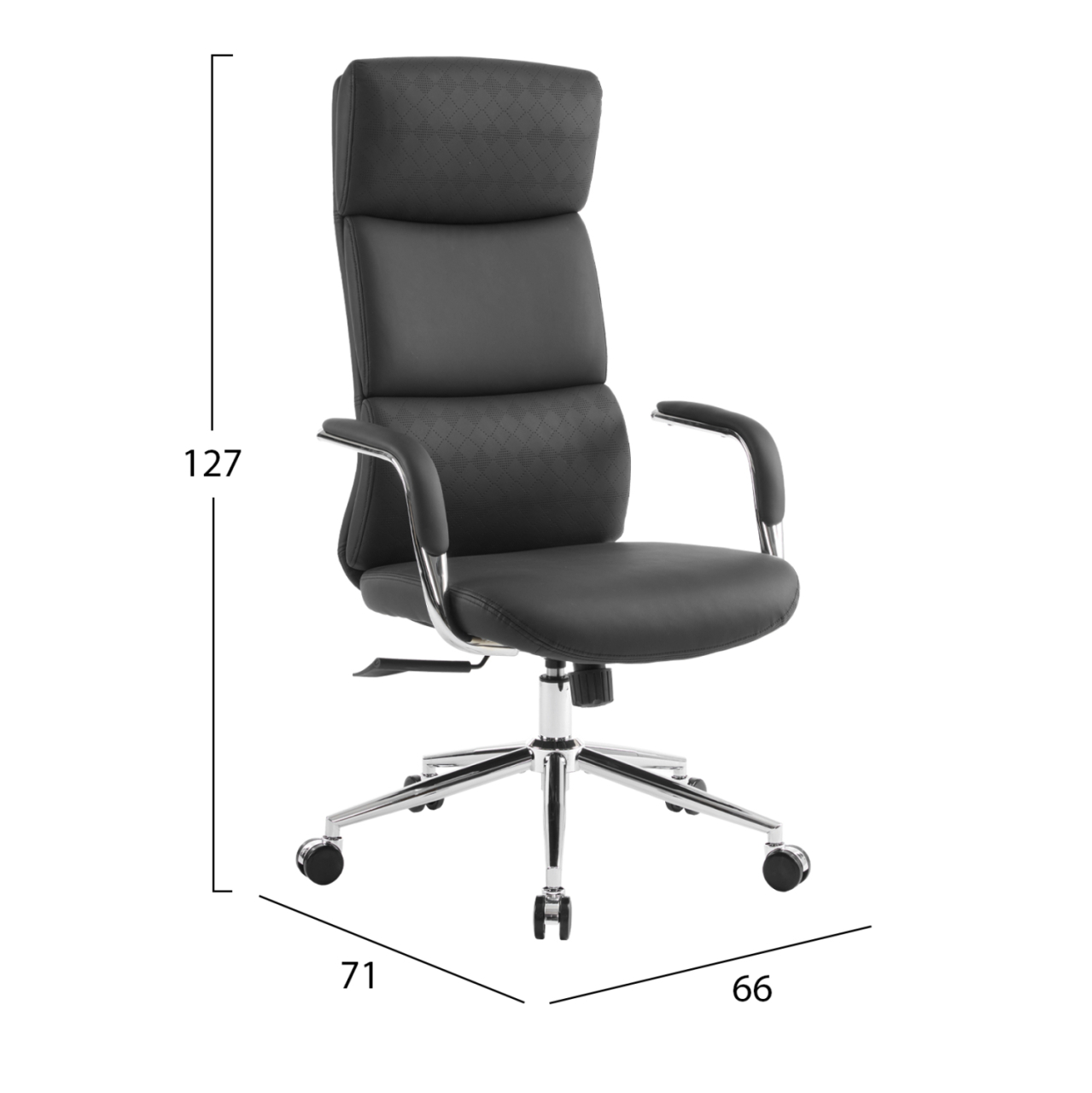 OFFICE CHAIR MEITE HM18353.01 BLACK PU LEATHER--CHROMED BASE 66x71x127Hcm. [2]