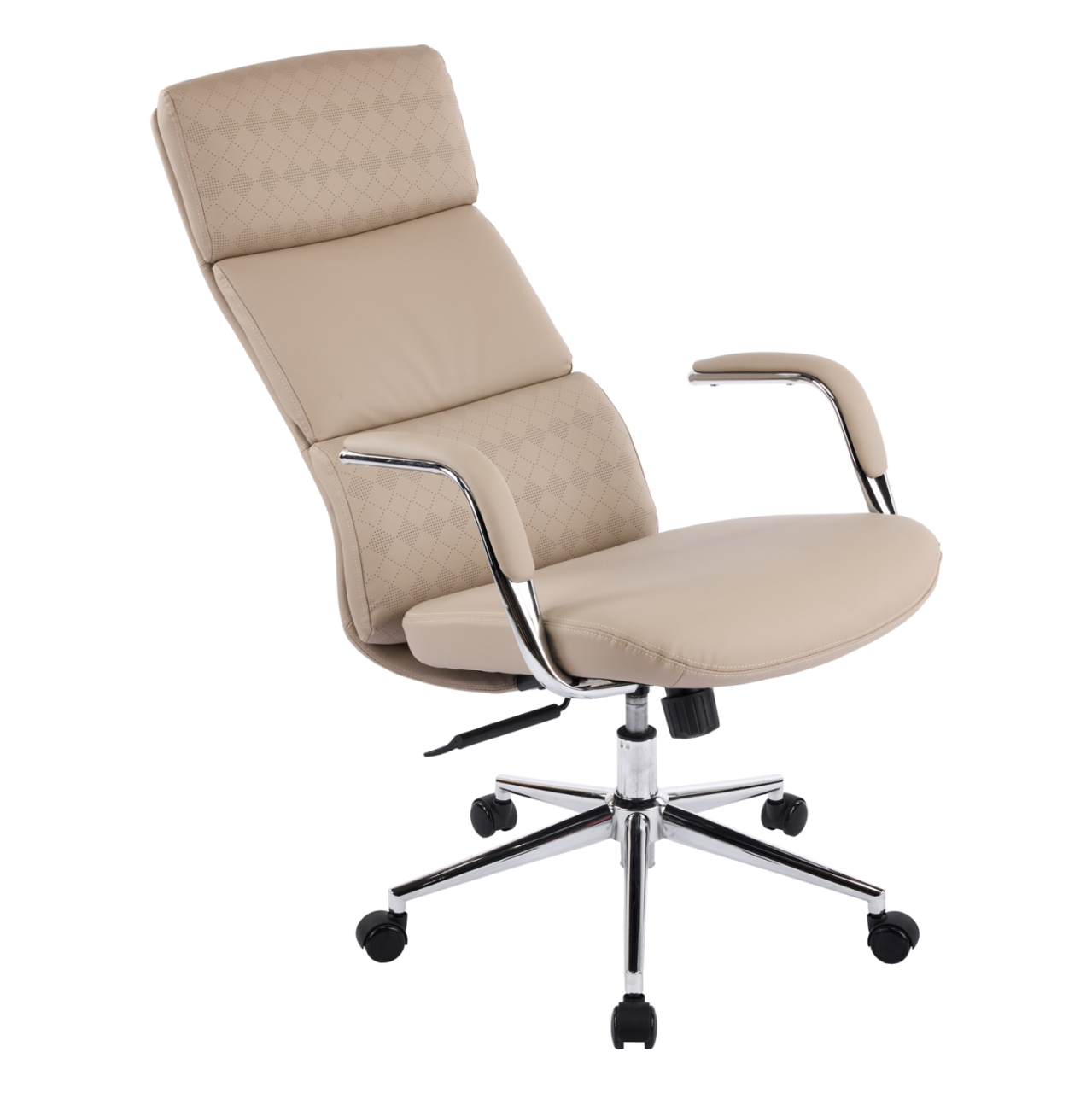 OFFICE CHAIR MEITE HM18353.02 BEIGE PU LEATHER--CHROMED BASE 66x71x127Hcm. [7]