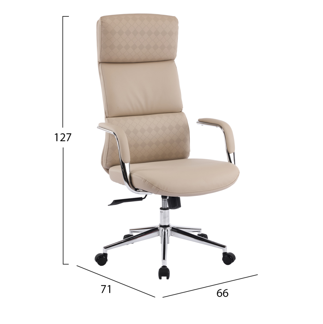 OFFICE CHAIR MEITE HM18353.02 BEIGE PU LEATHER--CHROMED BASE 66x71x127Hcm. [2]