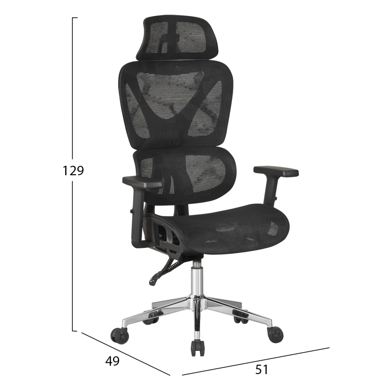 OFFICE CHAIR NOVAR HM1217.01 BLACK MESH FABRIC--CHROME BASE 51x49x129Hcm. [2]