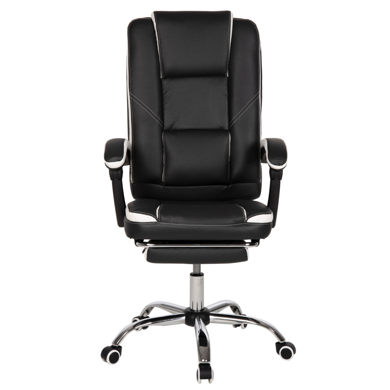 OFFICE CHAIR SEENA HM1190.02 BLACK-WHITE PU-FOLDING FOOTREST 62x65x115Hcm. [3]