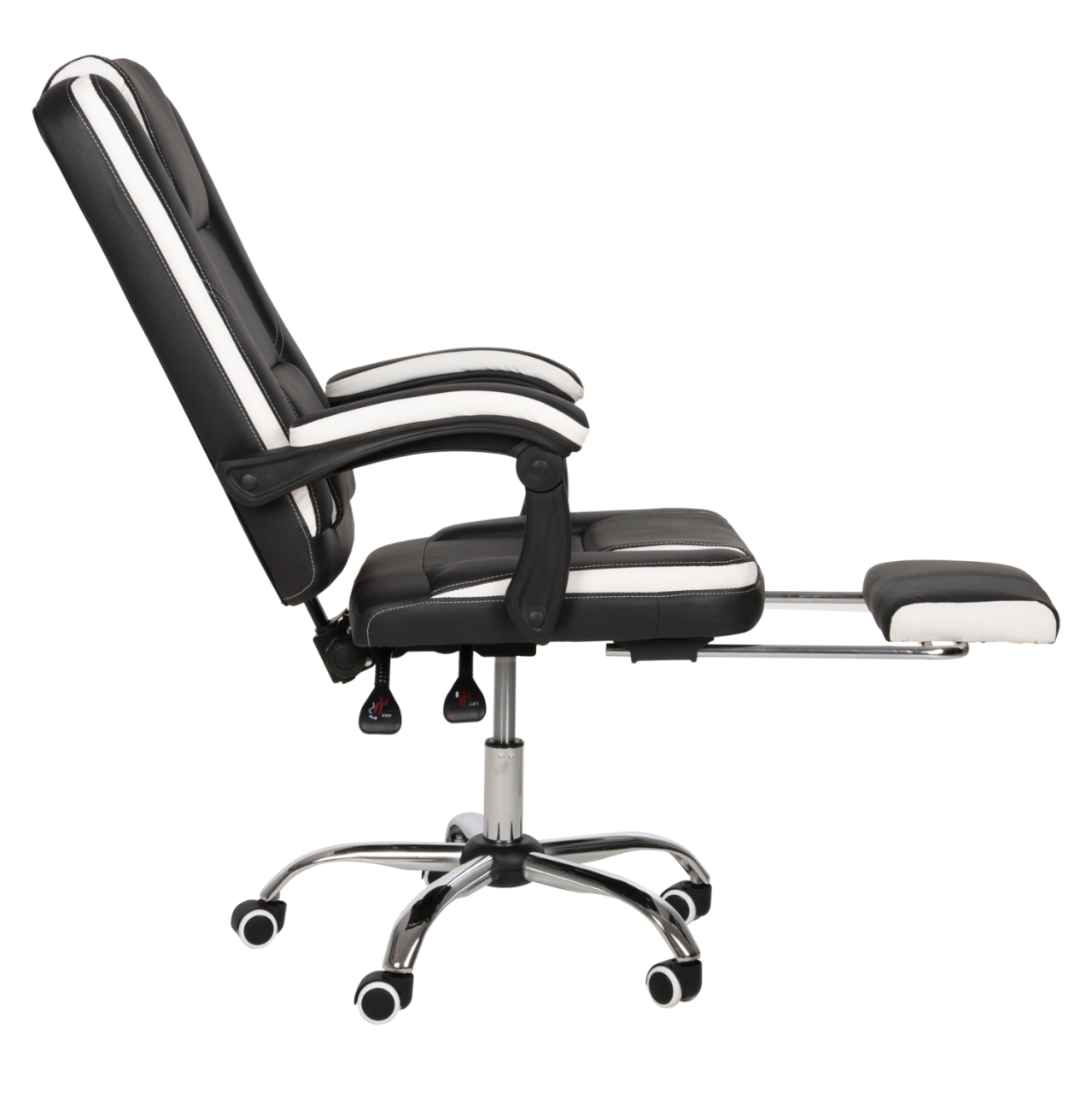OFFICE CHAIR SEENA HM1190.02 BLACK-WHITE PU-FOLDING FOOTREST 62x65x115Hcm. [5]