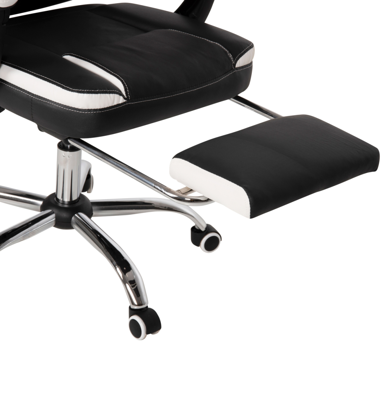 OFFICE CHAIR SEENA HM1190.02 BLACK-WHITE PU-FOLDING FOOTREST 62x65x115Hcm. [8]