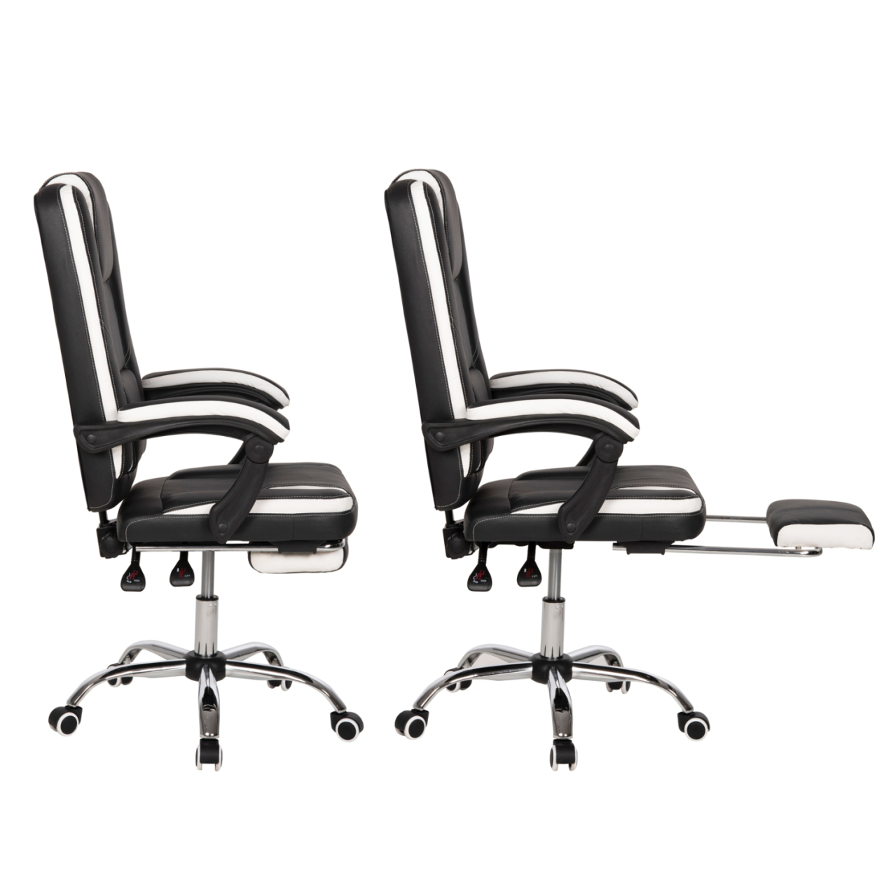OFFICE CHAIR SEENA HM1190.02 BLACK-WHITE PU-FOLDING FOOTREST 62x65x115Hcm. [4]
