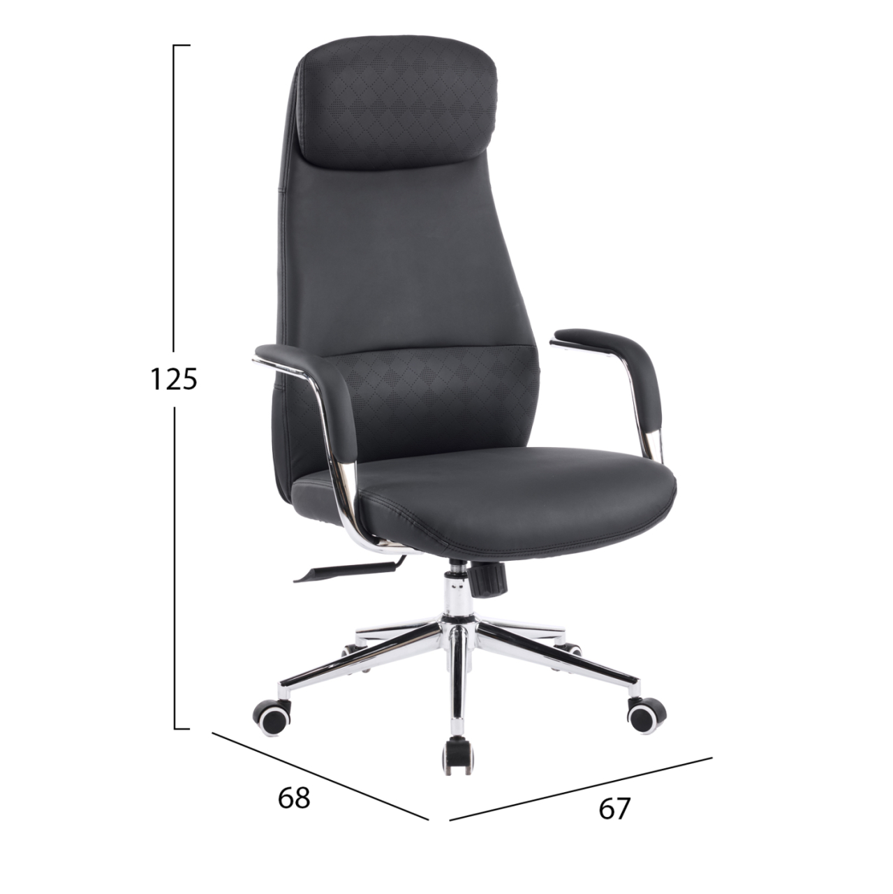 OFFICE CHAIR SONTY HM18354.01 BLACK PU LEATHER--CHROMED BASE 64x68x125Hcm. [2]