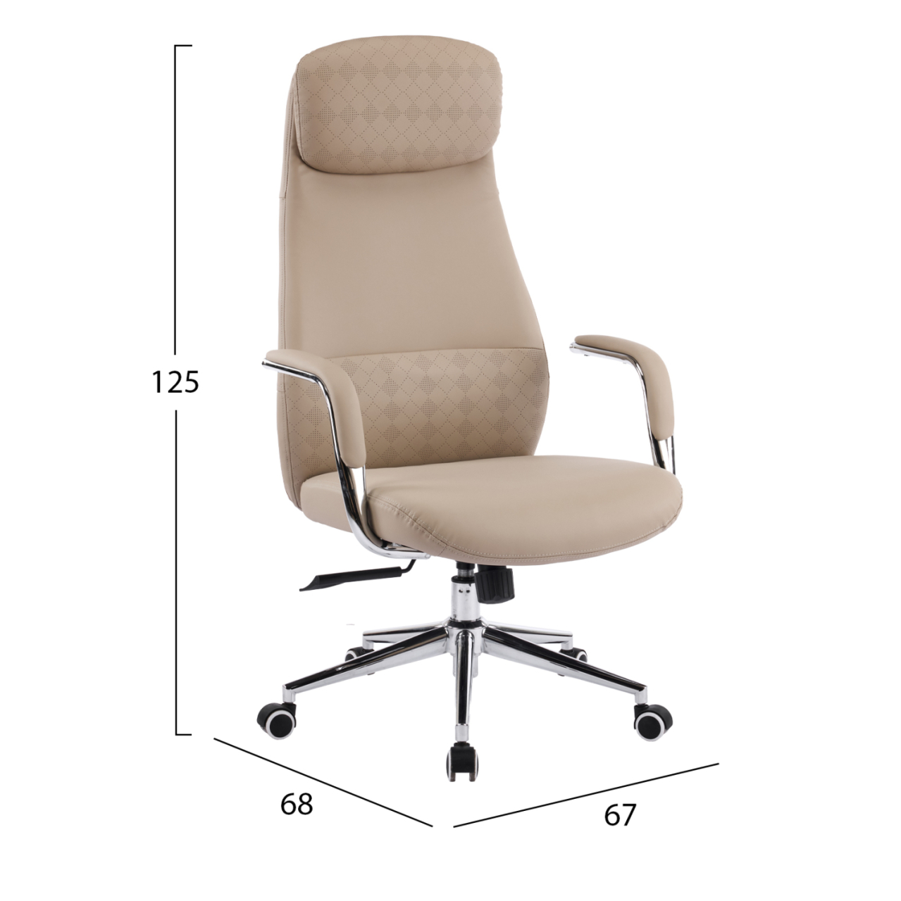 OFFICE CHAIR SONTY HM18354.02 BEIGE PU LEATHER--CHROMED BASE 64x68x125Hcm. [2]