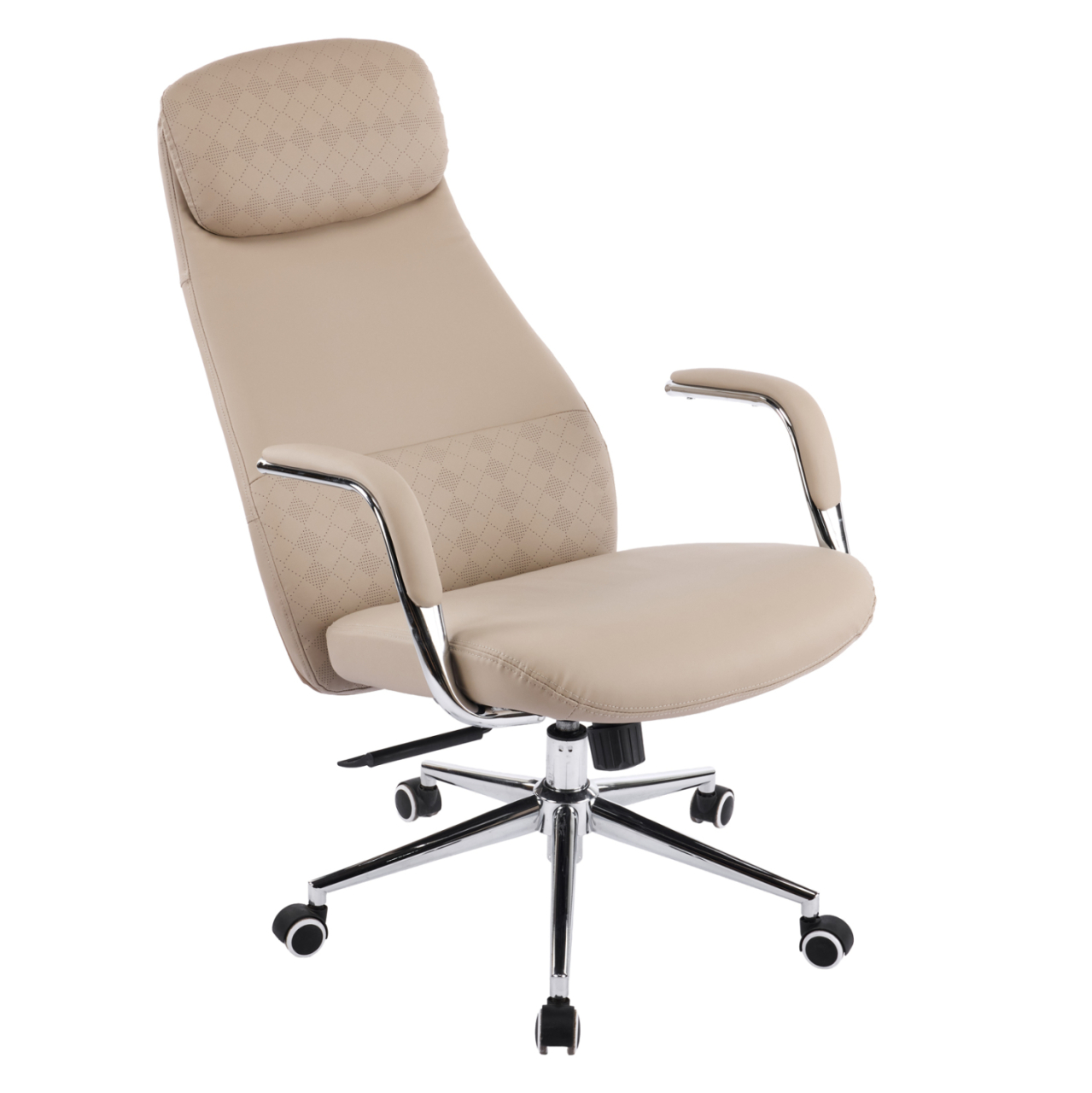 OFFICE CHAIR SONTY HM18354.02 BEIGE PU LEATHER--CHROMED BASE 64x68x125Hcm. [7]
