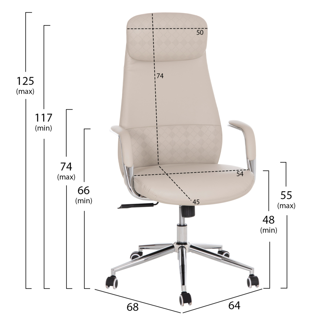 OFFICE CHAIR SONTY HM18354.10 GREY PU LEATHER--CHROMED BASE 64x68x125Hcm. [2]