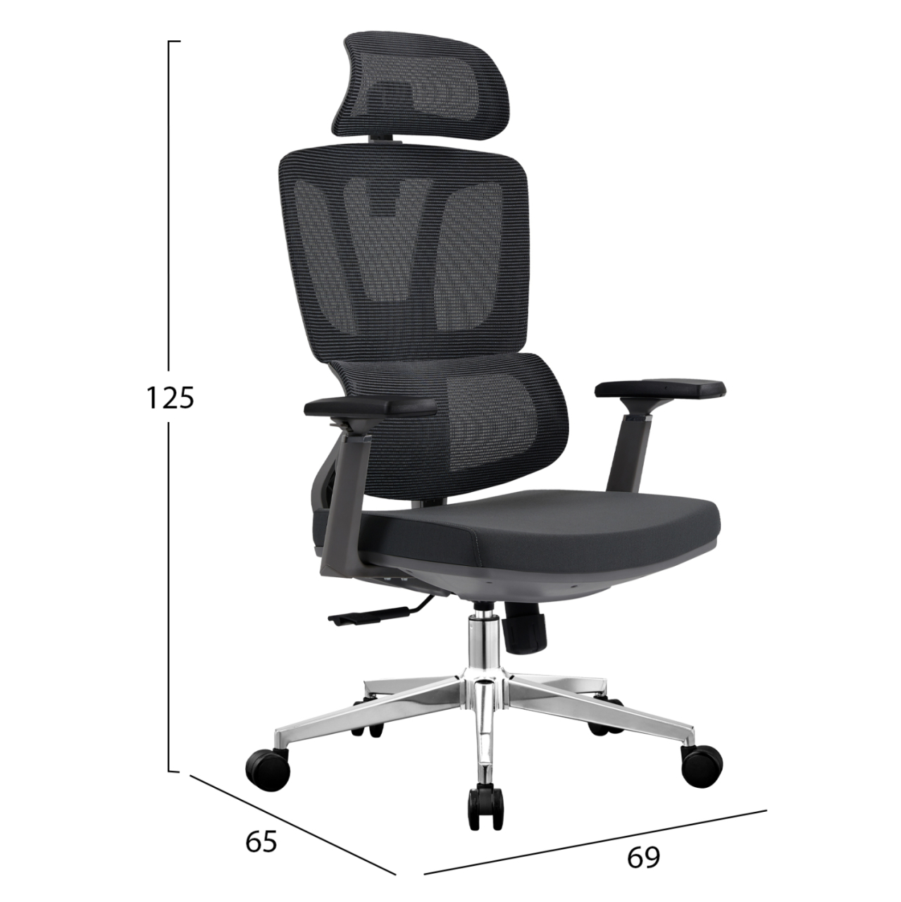 OFFICE CHAIR TASKMASTER HM1216.01 BLACK MESH FABRIC--CHROMED BASE 69x65x125Hcm. [2]
