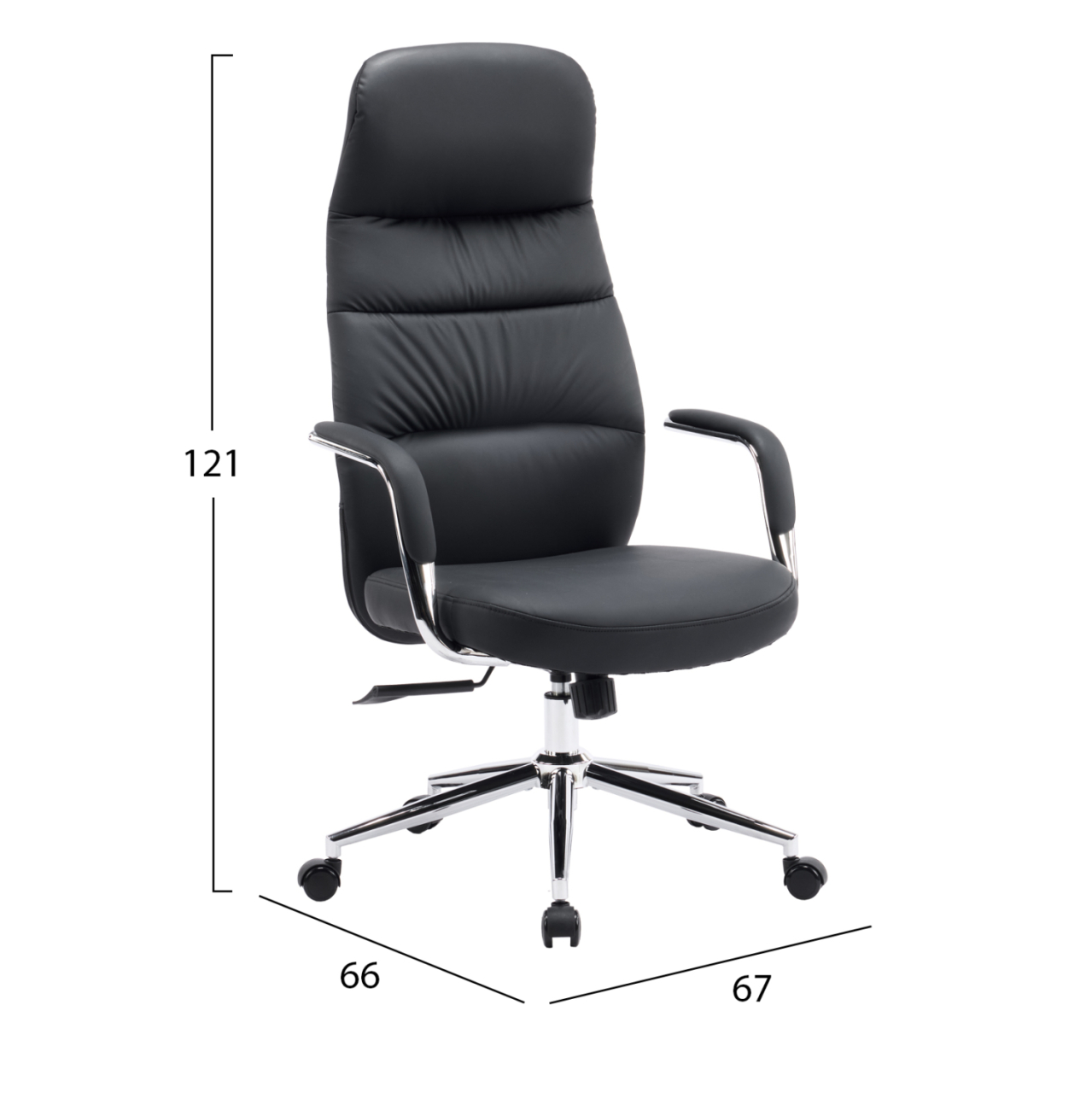 OFFICE CHAIR TEETER HM18355.01 BLACK PU LEATHER--CHROMED BASE 67x66x121Hcm. [2]