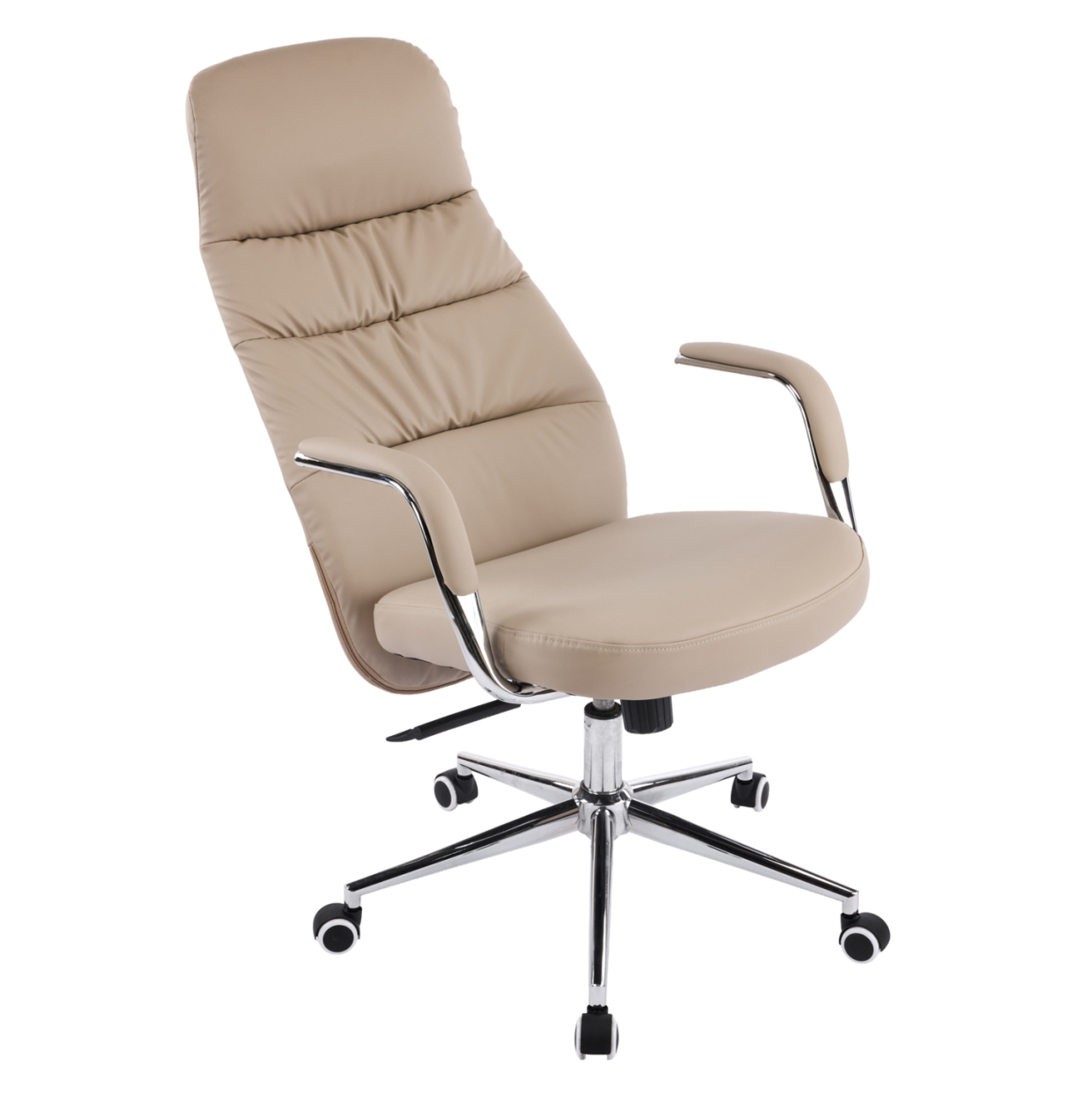 OFFICE CHAIR TEETER HM18355.02 BEIGE PU LEATHER--CHROMED BASE 67x66x121Hcm. [7]