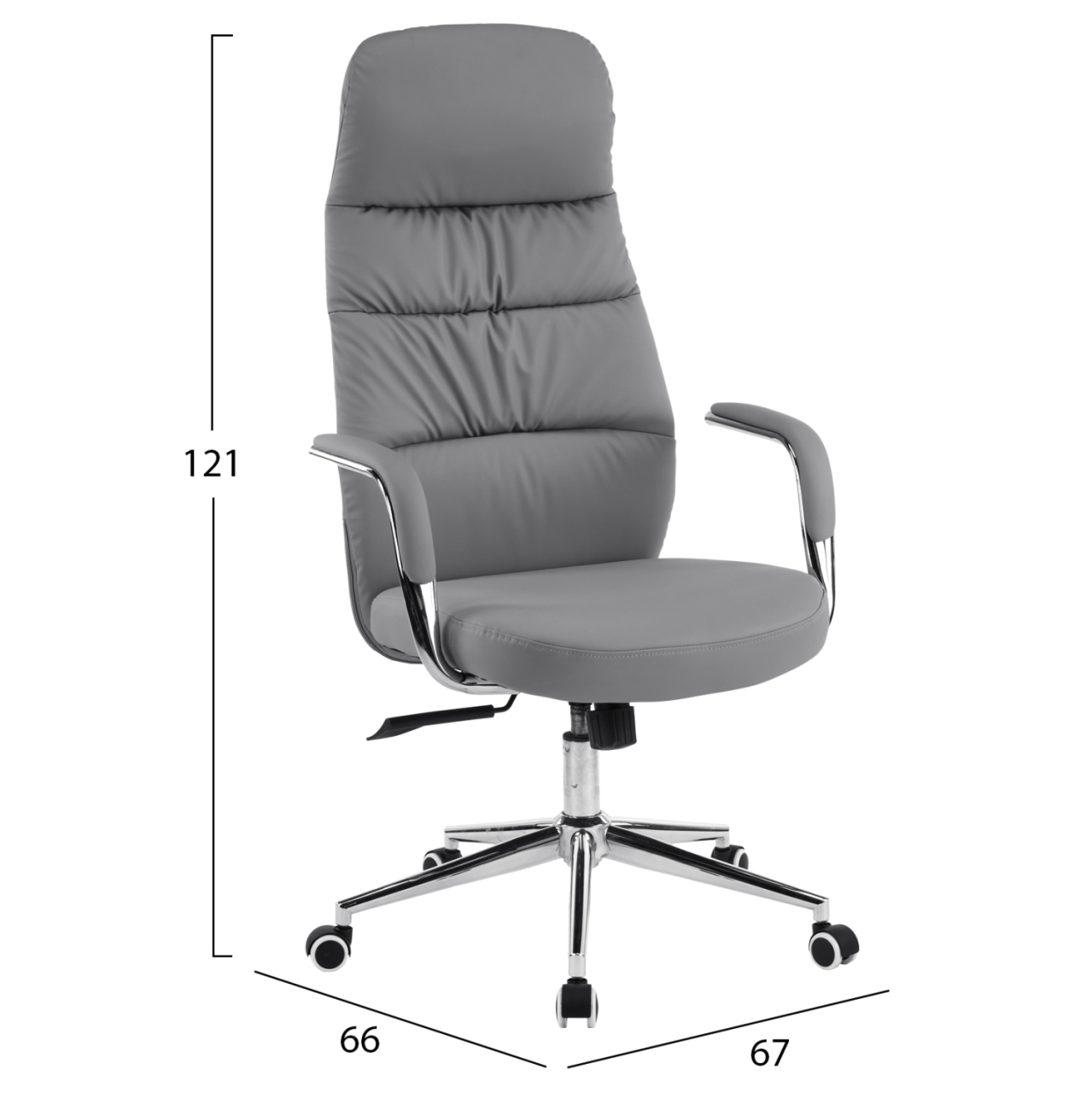 OFFICE CHAIR TEETER HM18355.10 GREY PU LEATHER--CHROMED BASE 67x66x121Hcm. [2]