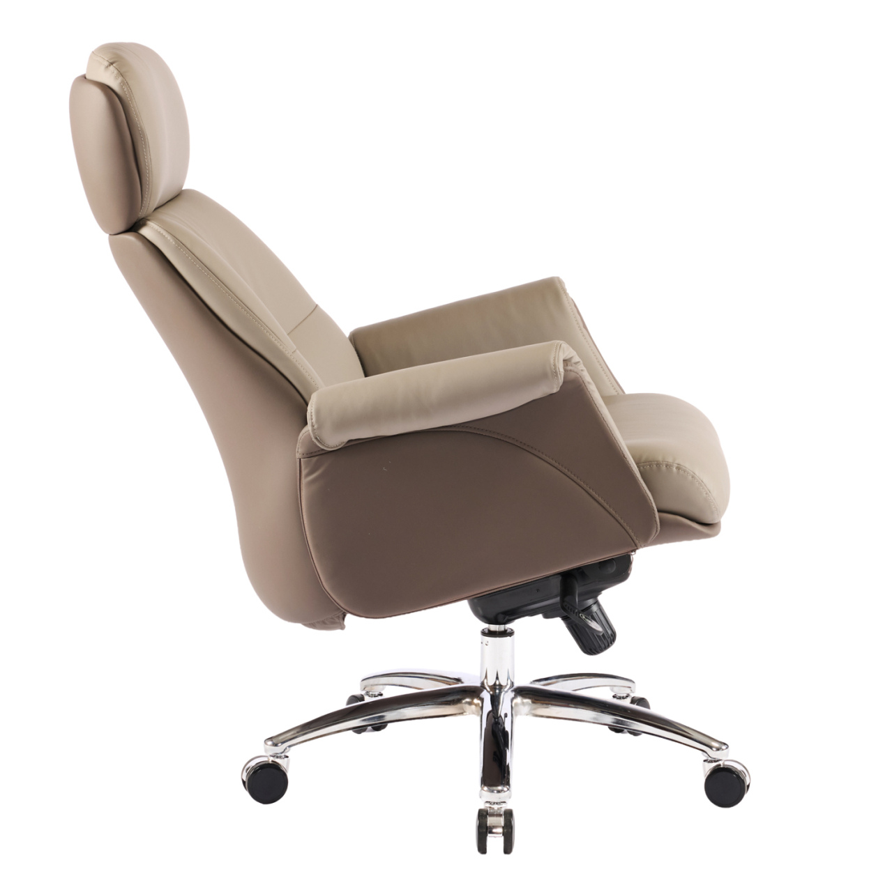 OFFICE CHAIR TOMLIN HM18358.02 BEIGE-BROWN PU LEATHER--CHROMED BASE 72x74x128Hcm. [8]