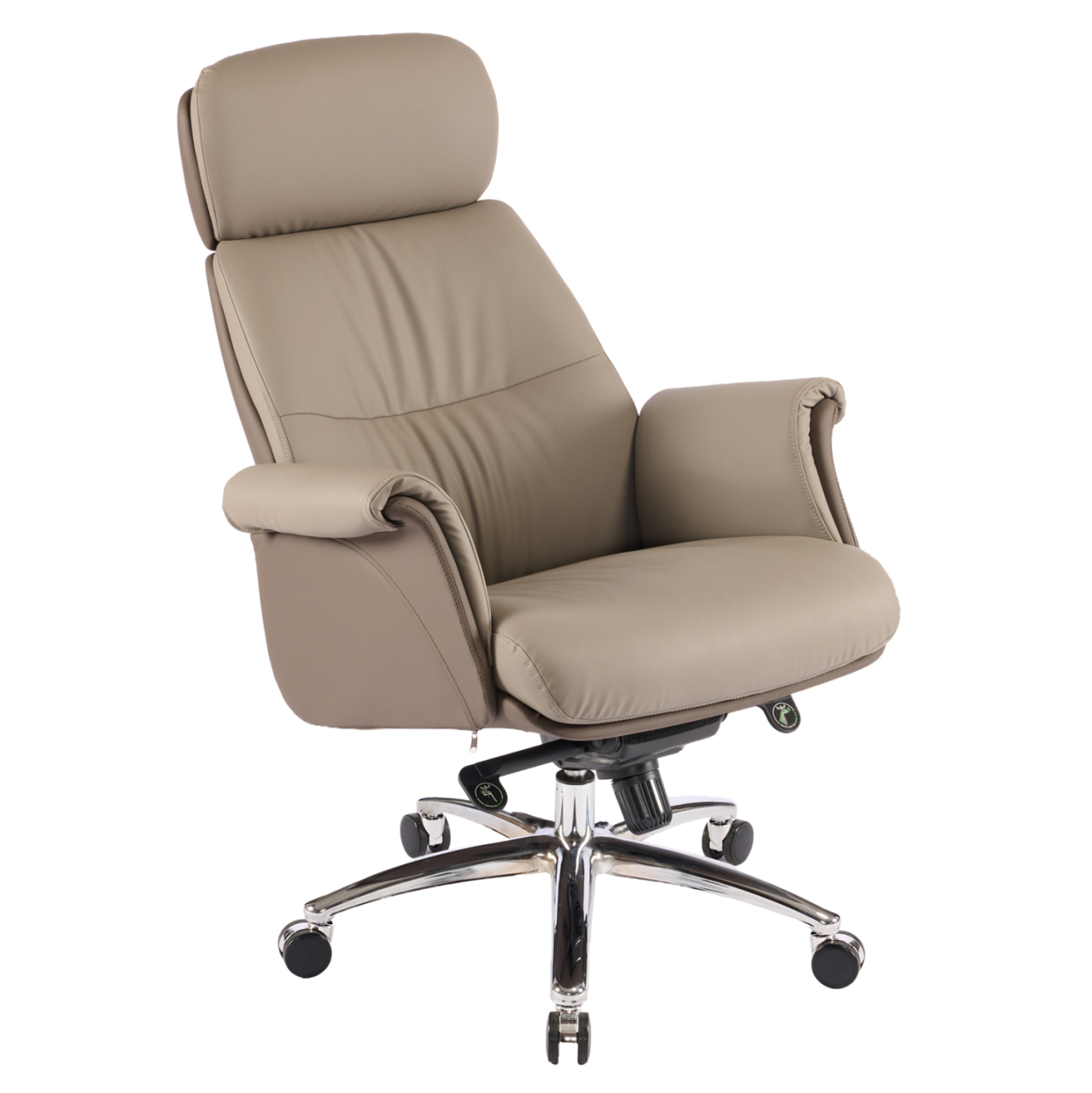 OFFICE CHAIR TOMLIN HM18358.02 BEIGE-BROWN PU LEATHER--CHROMED BASE 72x74x128Hcm. [7]