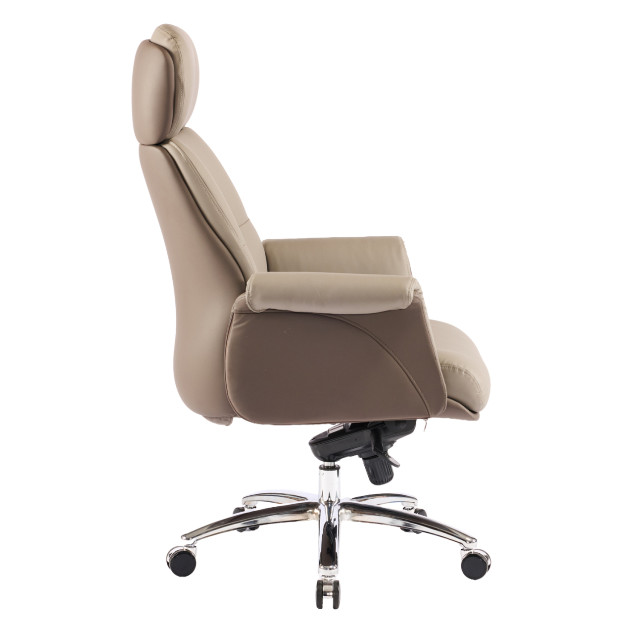 OFFICE CHAIR TOMLIN HM18358.02 BEIGE-BROWN PU LEATHER--CHROMED BASE 72x74x128Hcm. [4]